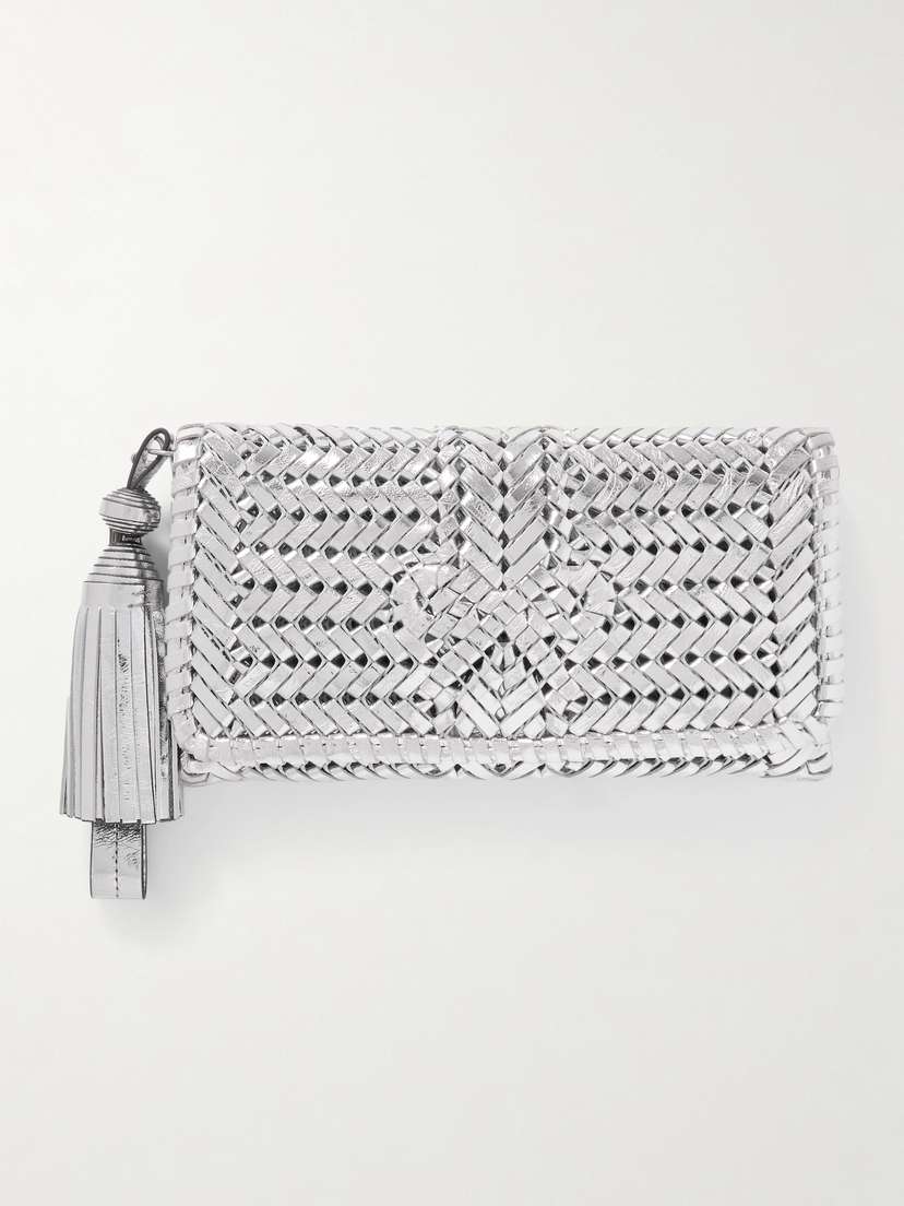 Anya Hindmarch Neeson Tasseled Metallic Leather Clutch