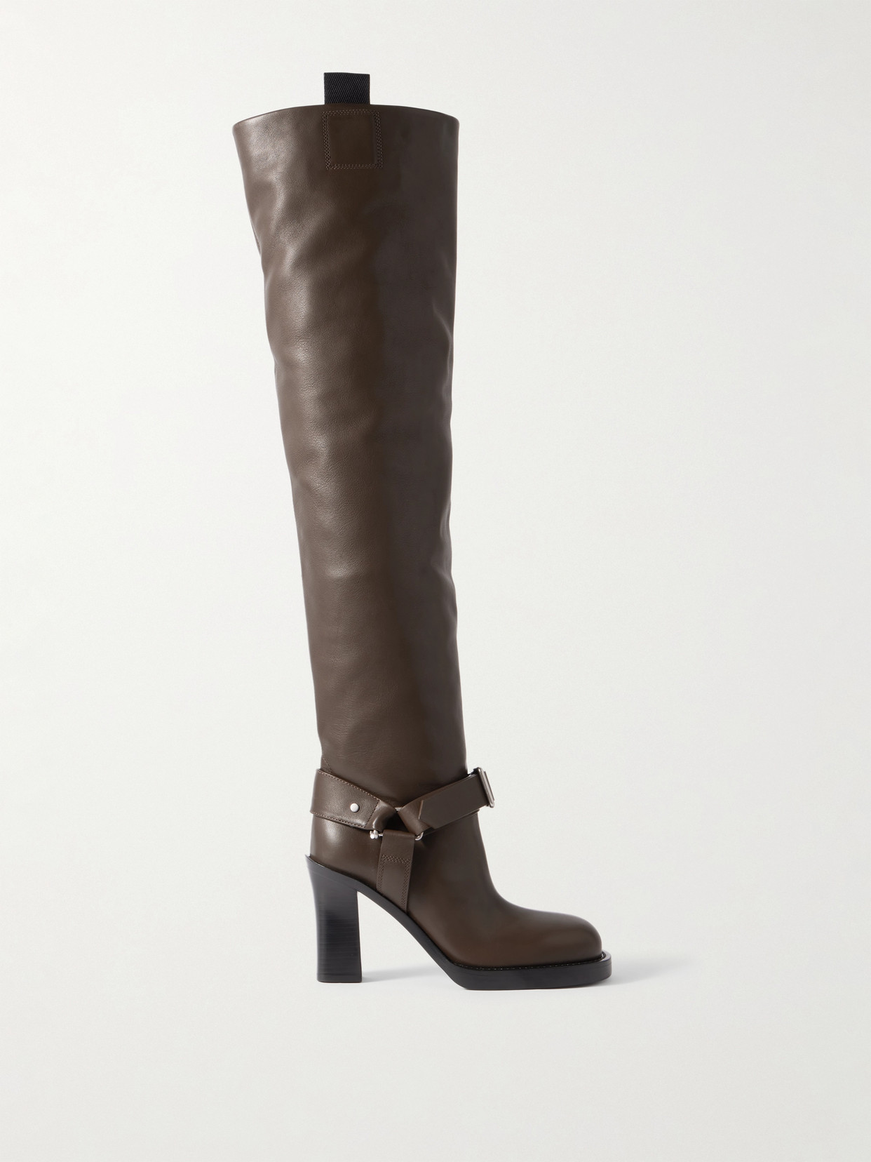 Burberry - Le Soft Stirrup Embellished Leather Over-the-knee Boots - Brown