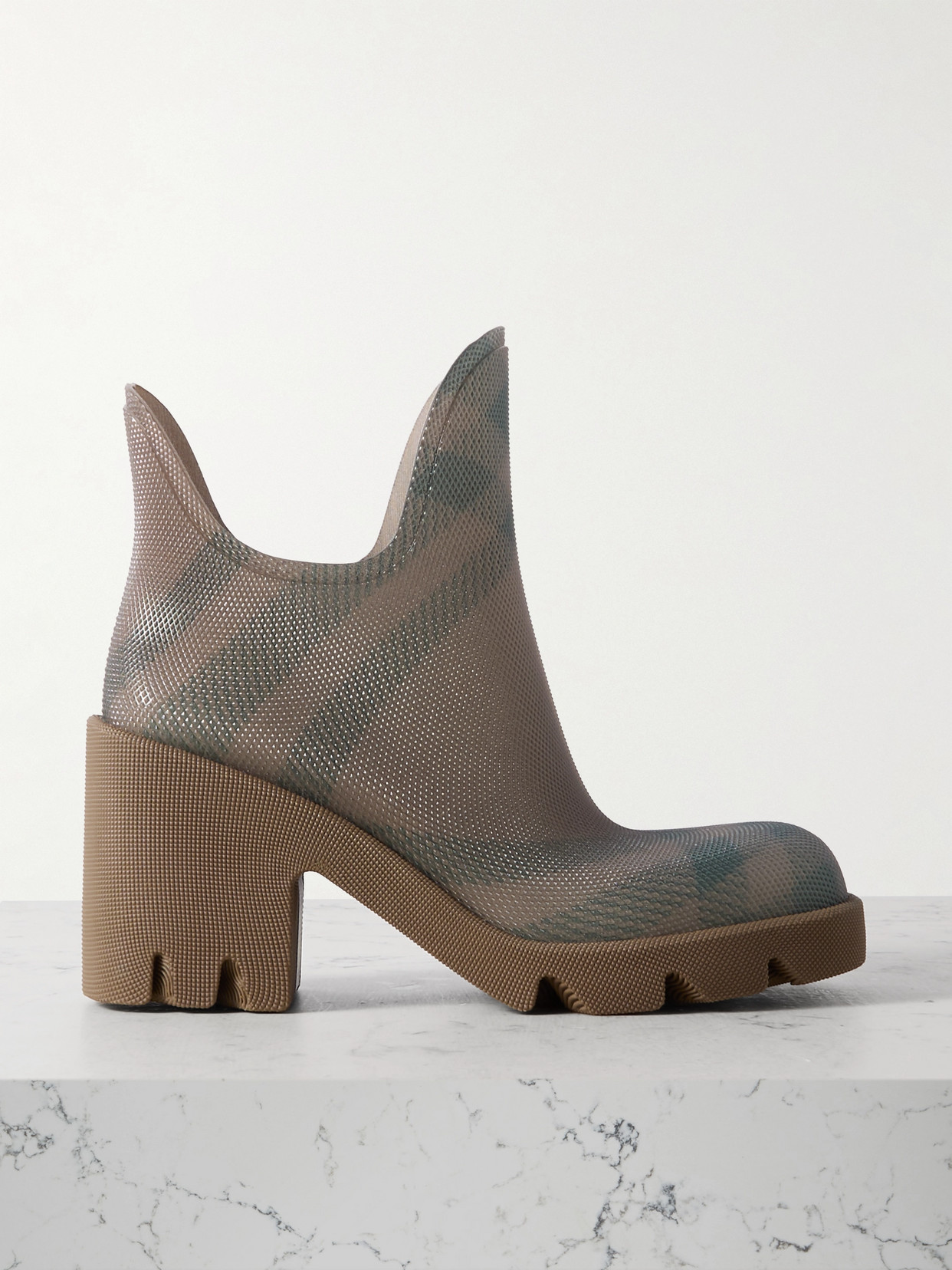 Burberry 65mm Marsh Checked Rubber Boots In Neutrals