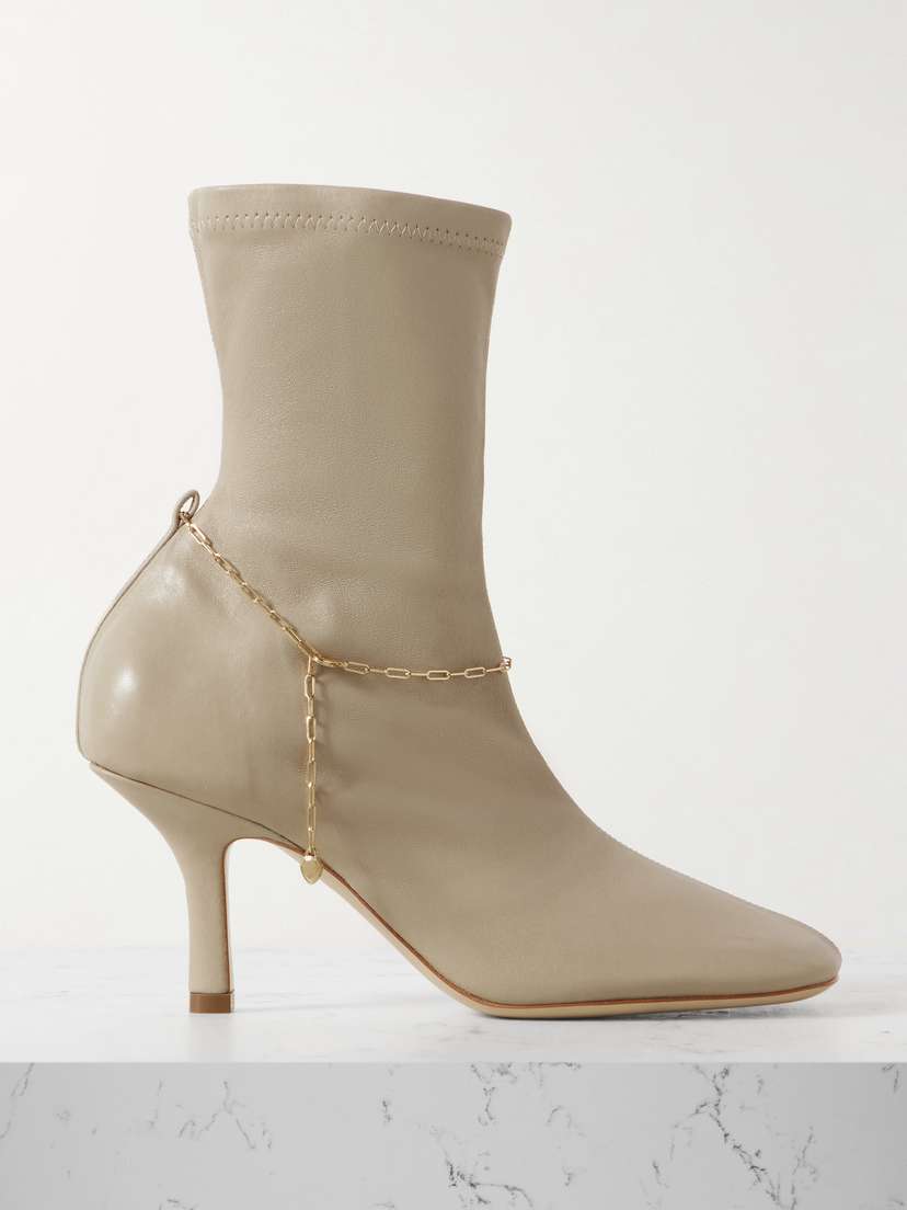 Burberry Chain-embellished Leather Ankle Boots