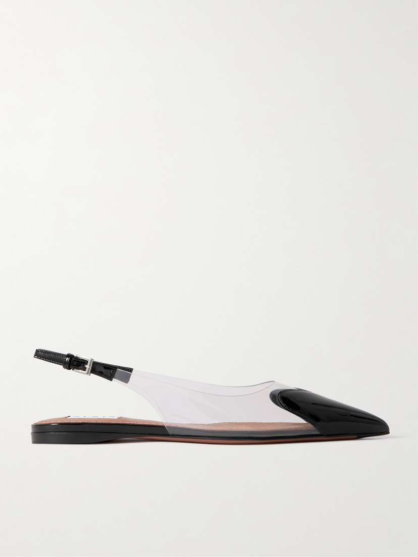 Alaïa Cœur Pu And Patent-leather Slingback Point-toe Flats