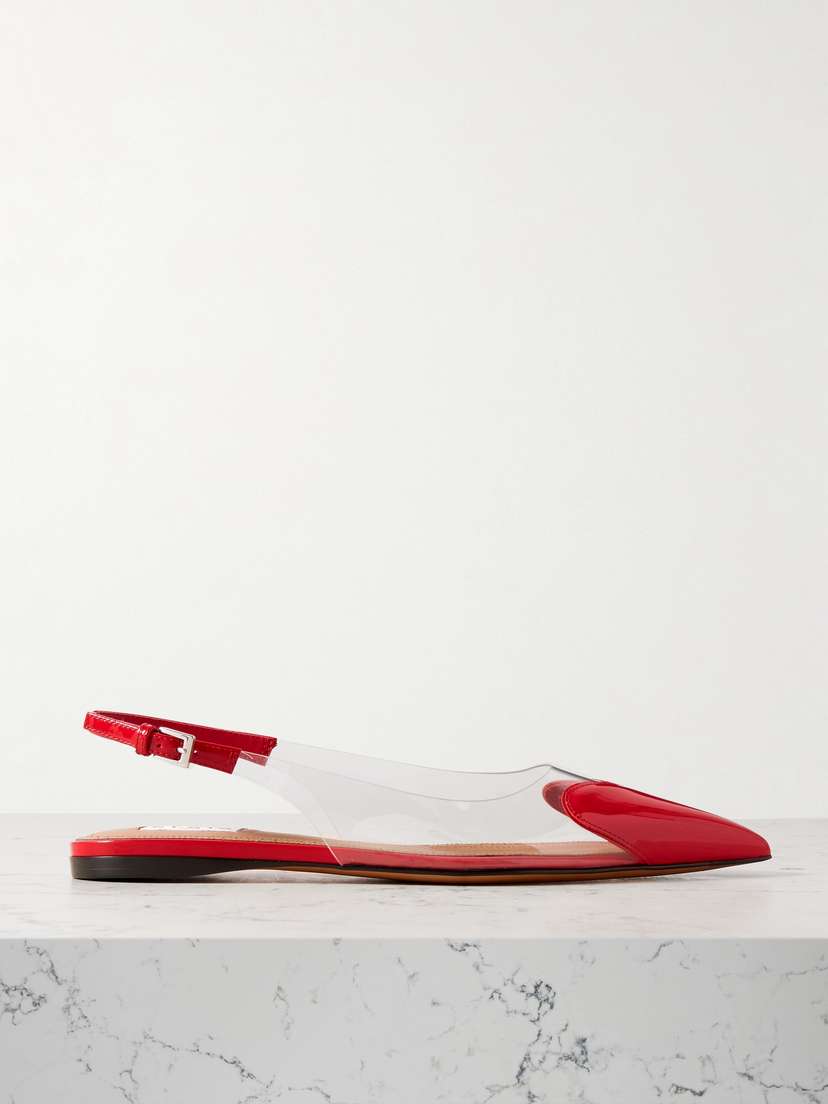 Alaïa Le Cœur Pu And Patent-leather Slingback Point-toe Flats