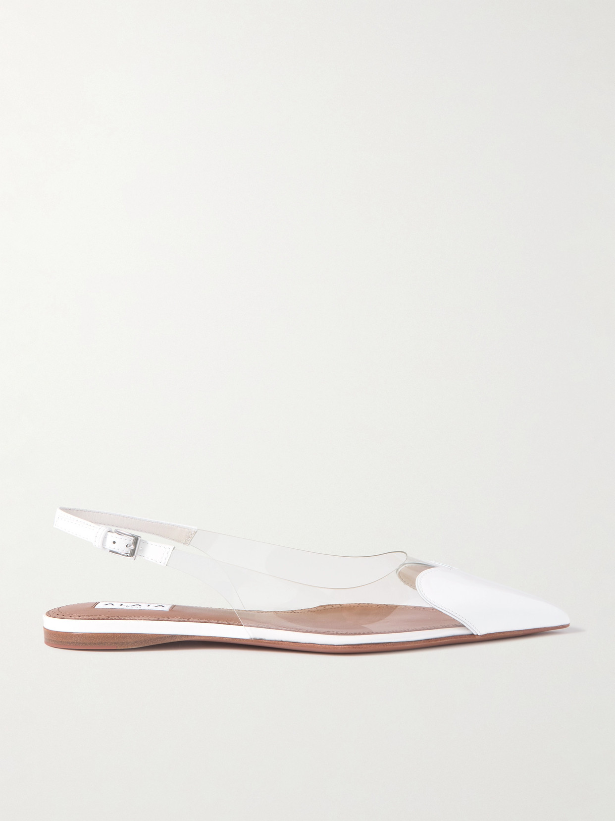 Alaïa Heart Clear Slingback Ballerina Flats In White