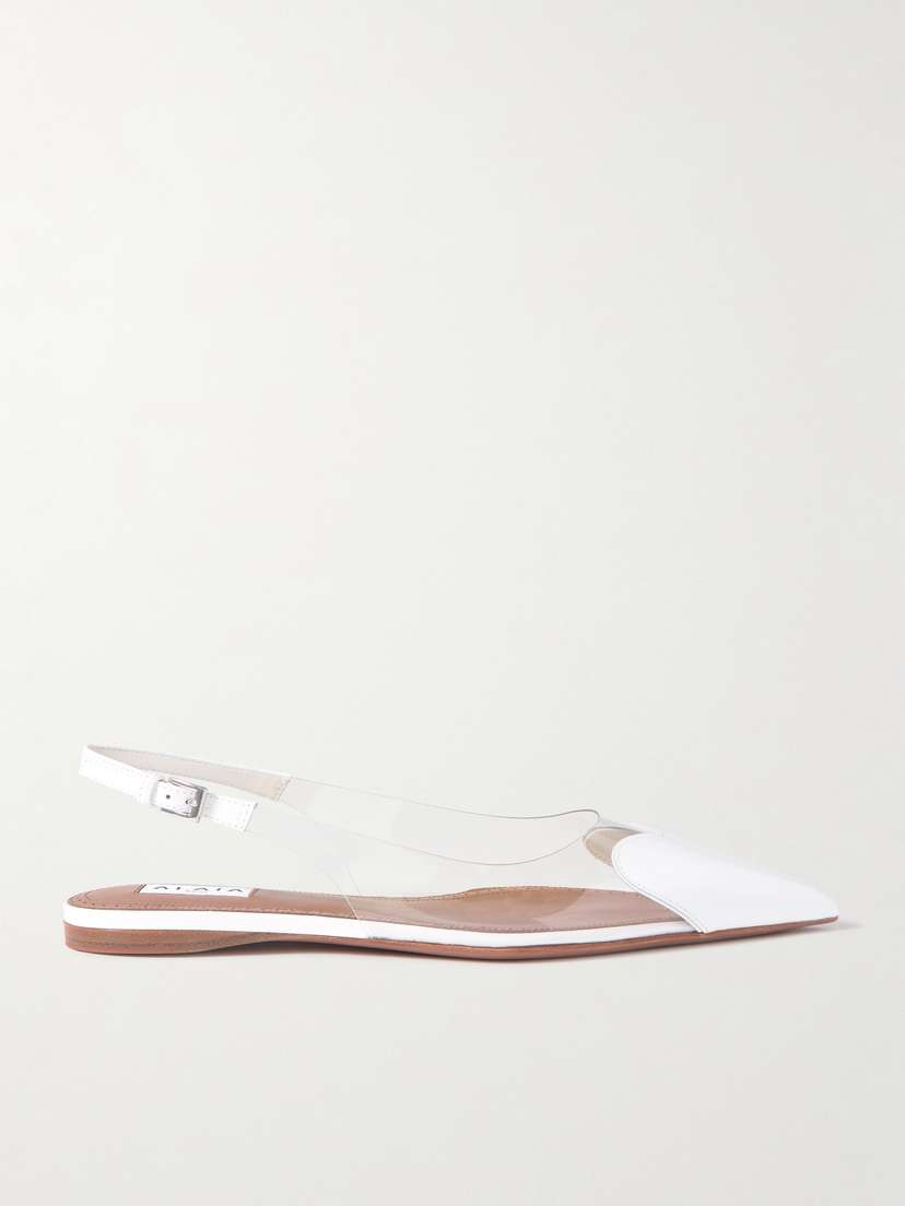 Alaïa Cœur Pu And Patent-leather Slingback Point-toe Flats
