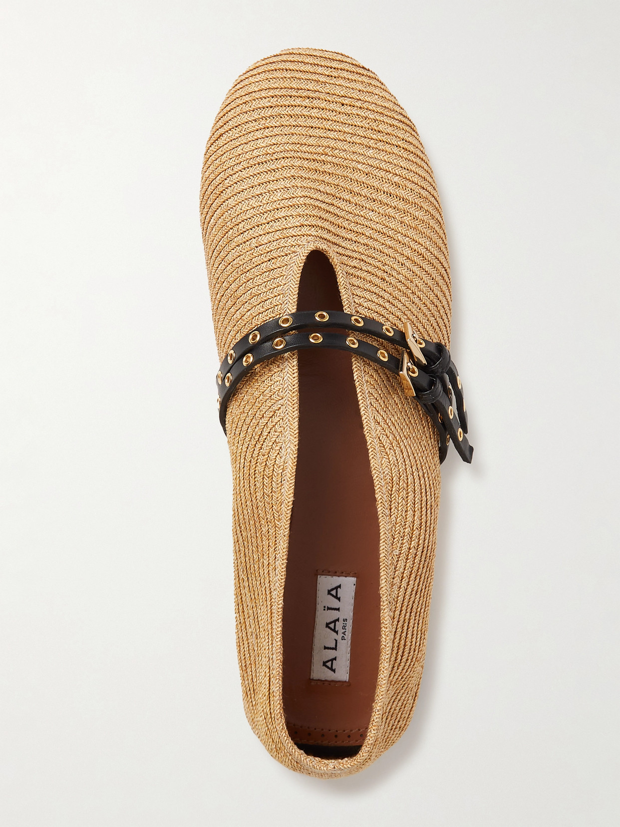 Alaïa Paper Straw Flat Ballerinas Scarpe Basse Beige In White