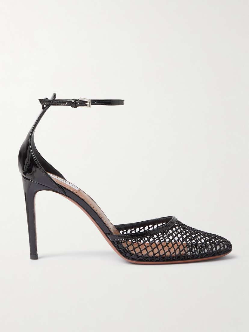Alaïa 90 Fishnet And Patent-leather Pumps