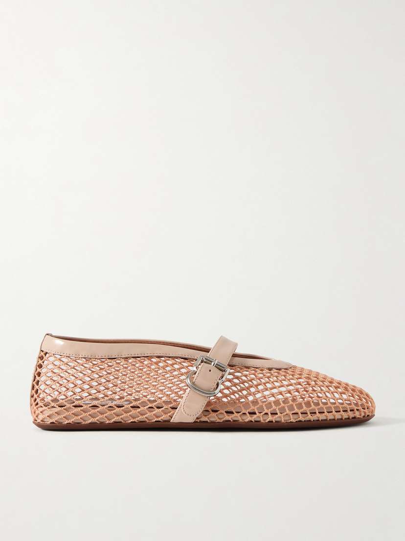 Alaïa Patent Leather-trimmed Mesh Ballet Flats