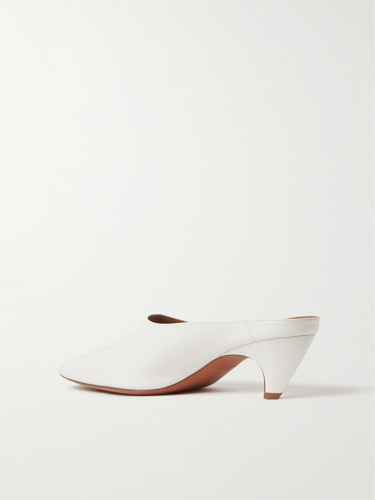 Alaïa Leather Peep-toe Kitten Mules In White