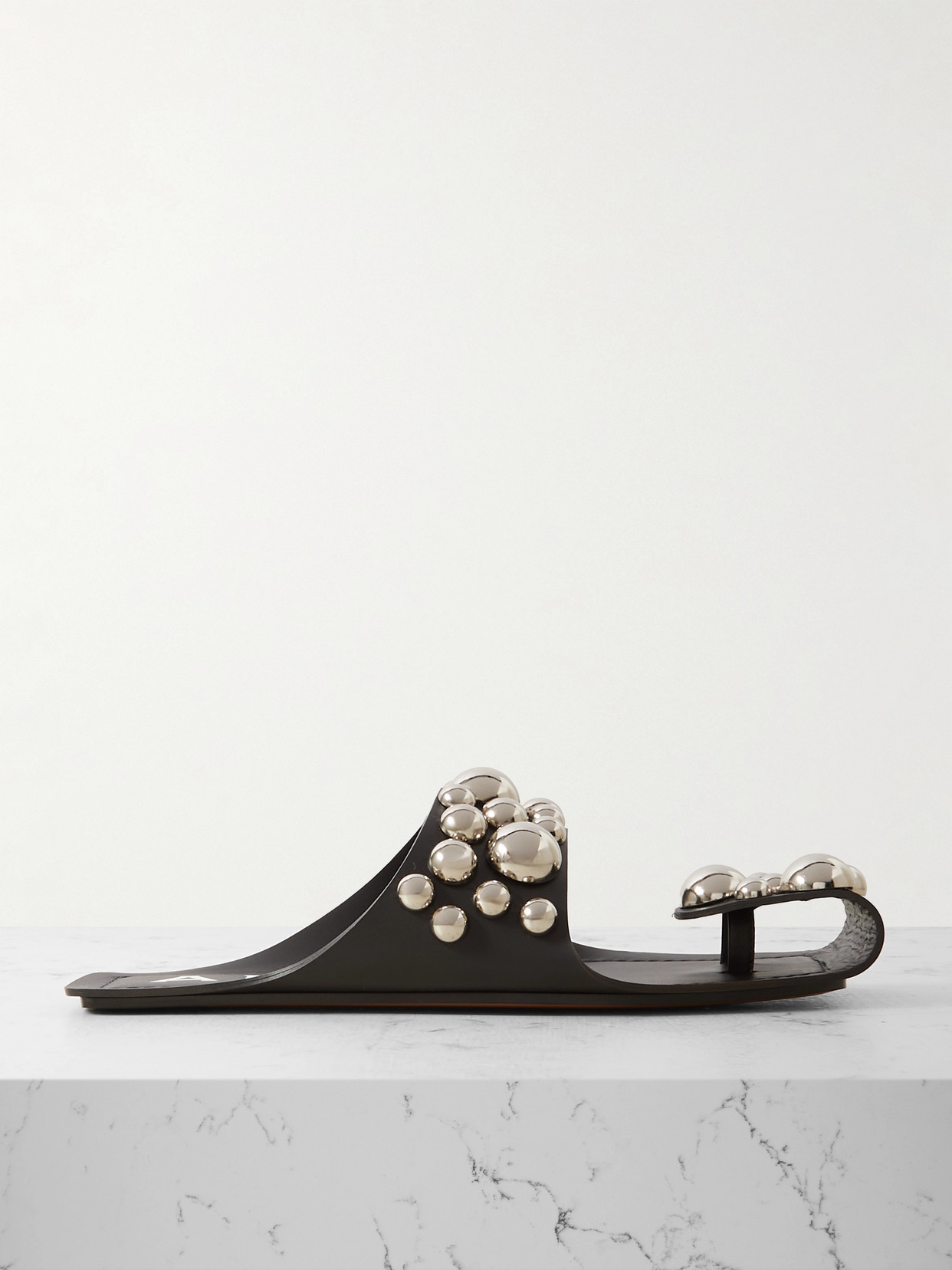Alaïa Studded Leather Slides In Black