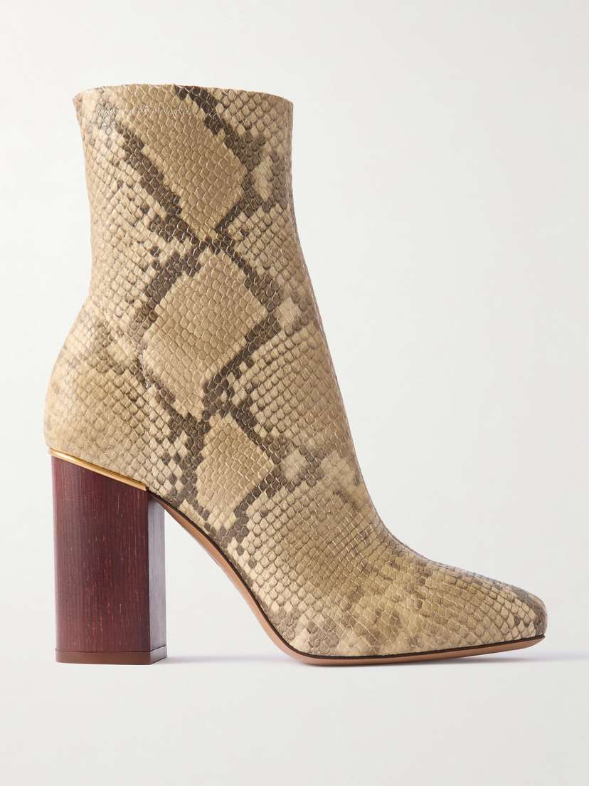 Chloé Ambre Snake-effect Leather Ankle Boots