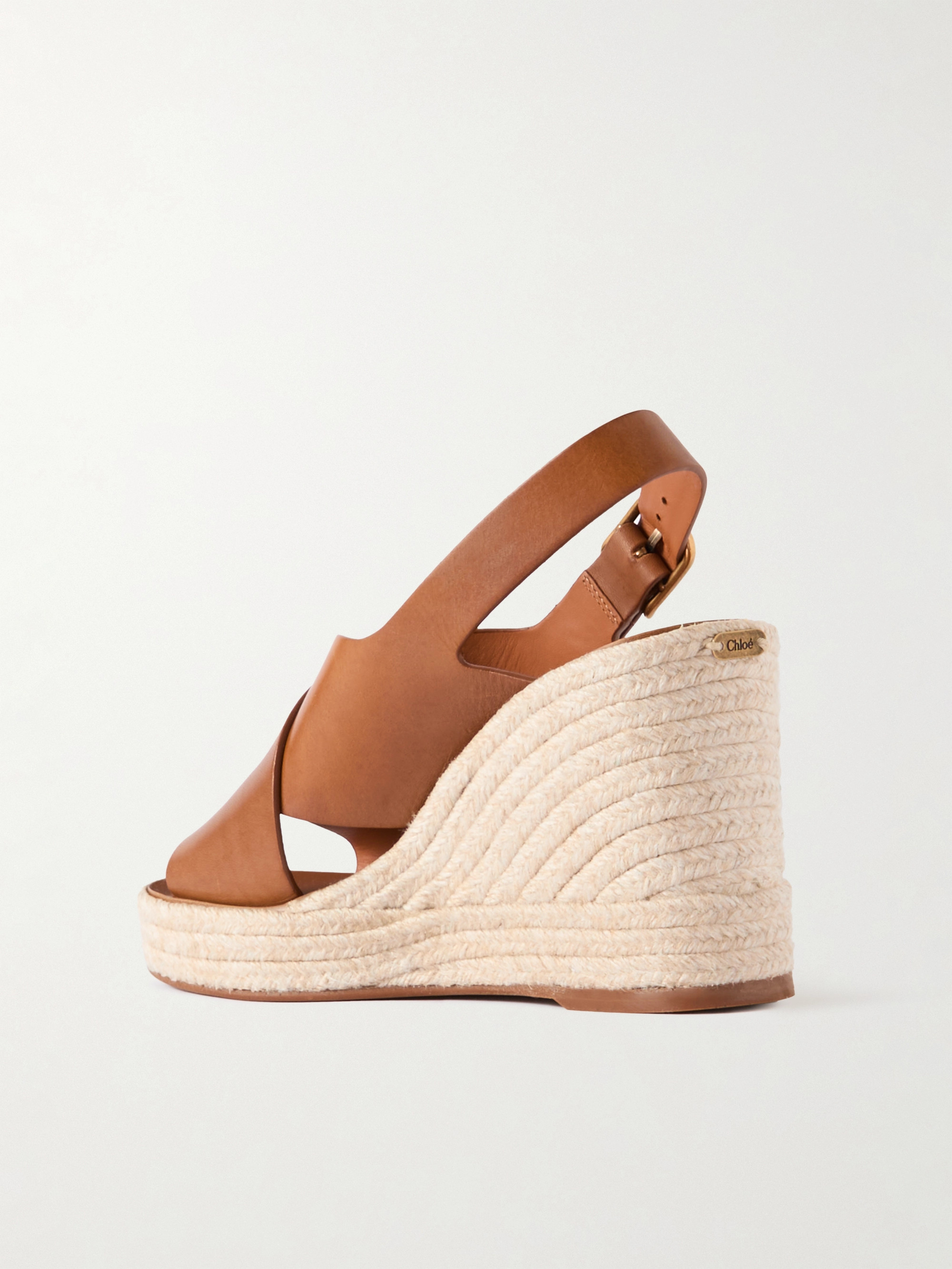Chloé Pary leather espadrille wedge slingback sandals thumbnail