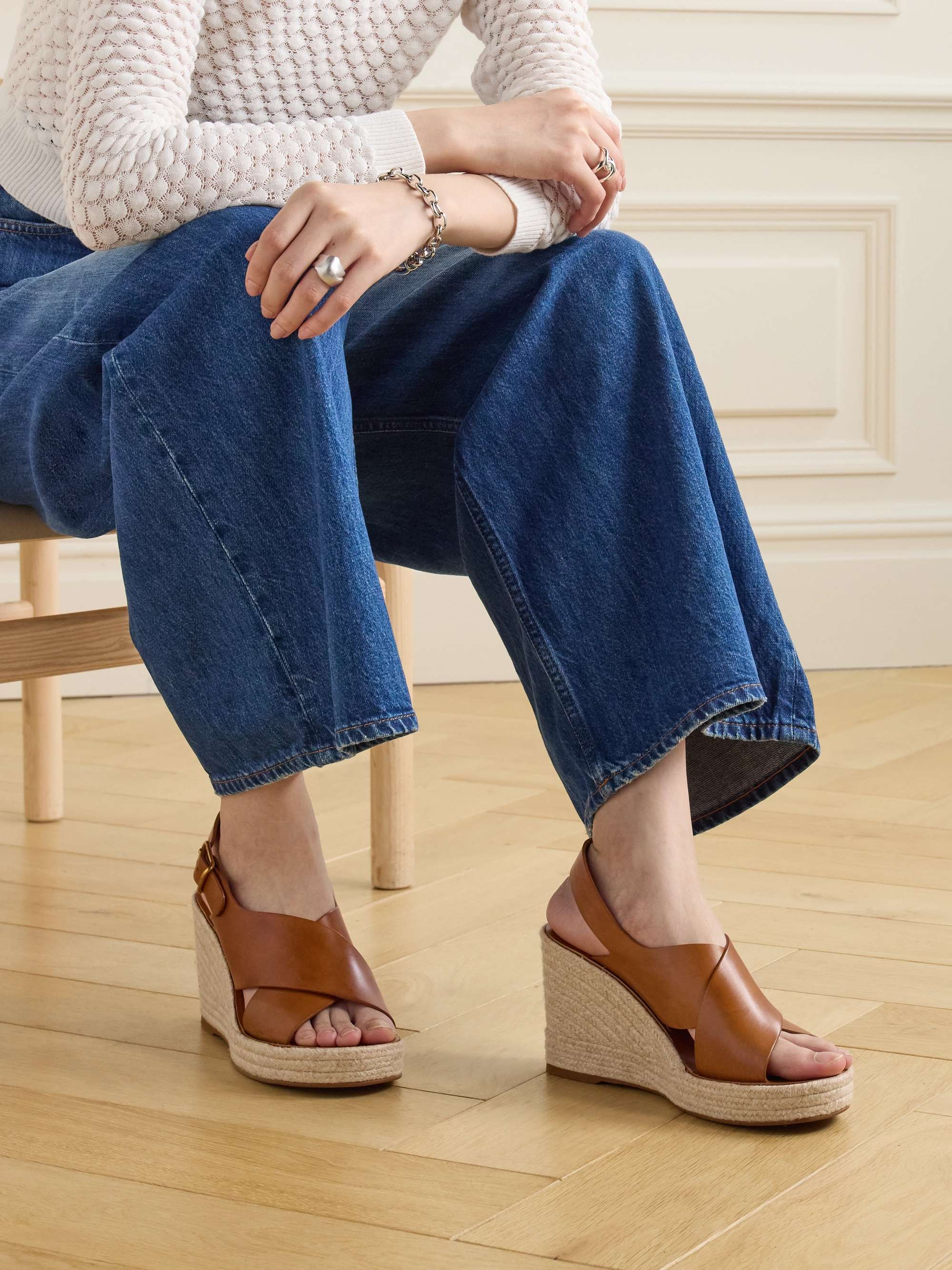 CHLOE Pary leather espadrille wedge slingback sandals NET A PORTER