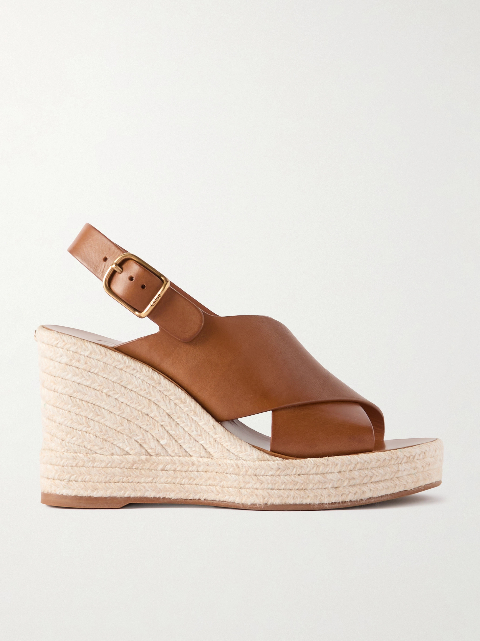 Chloé Pary leather espadrille wedge slingback sandals