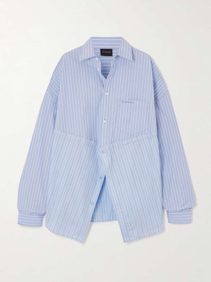Balenciaga Paneled Striped Cotton-poplin Shirt