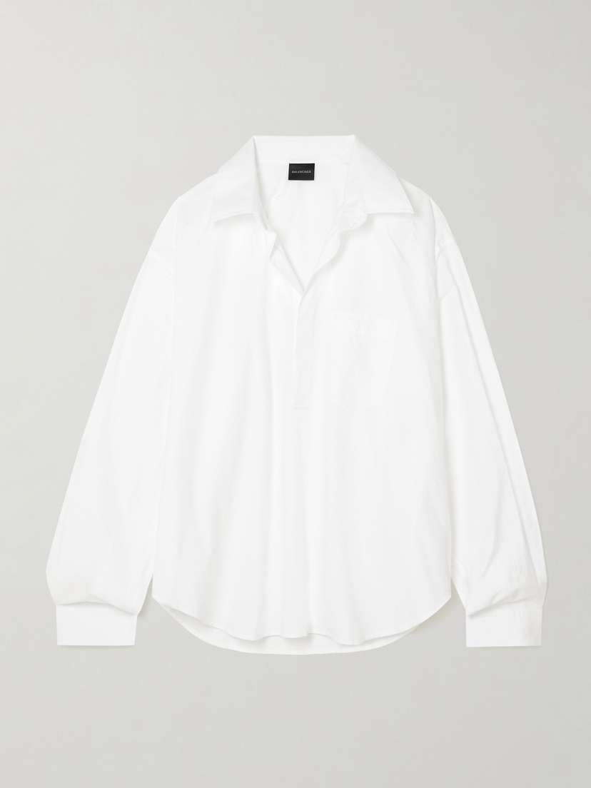 Balenciaga Oversized Embroidered Cotton-poplin Shirt