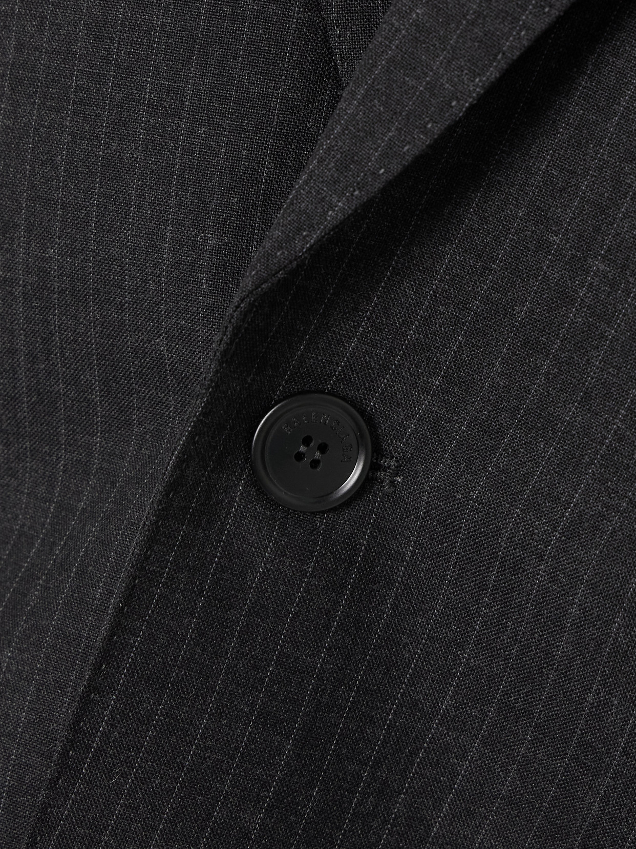 Balenciaga Oversized Pinstriped Wool Blazer In Gray