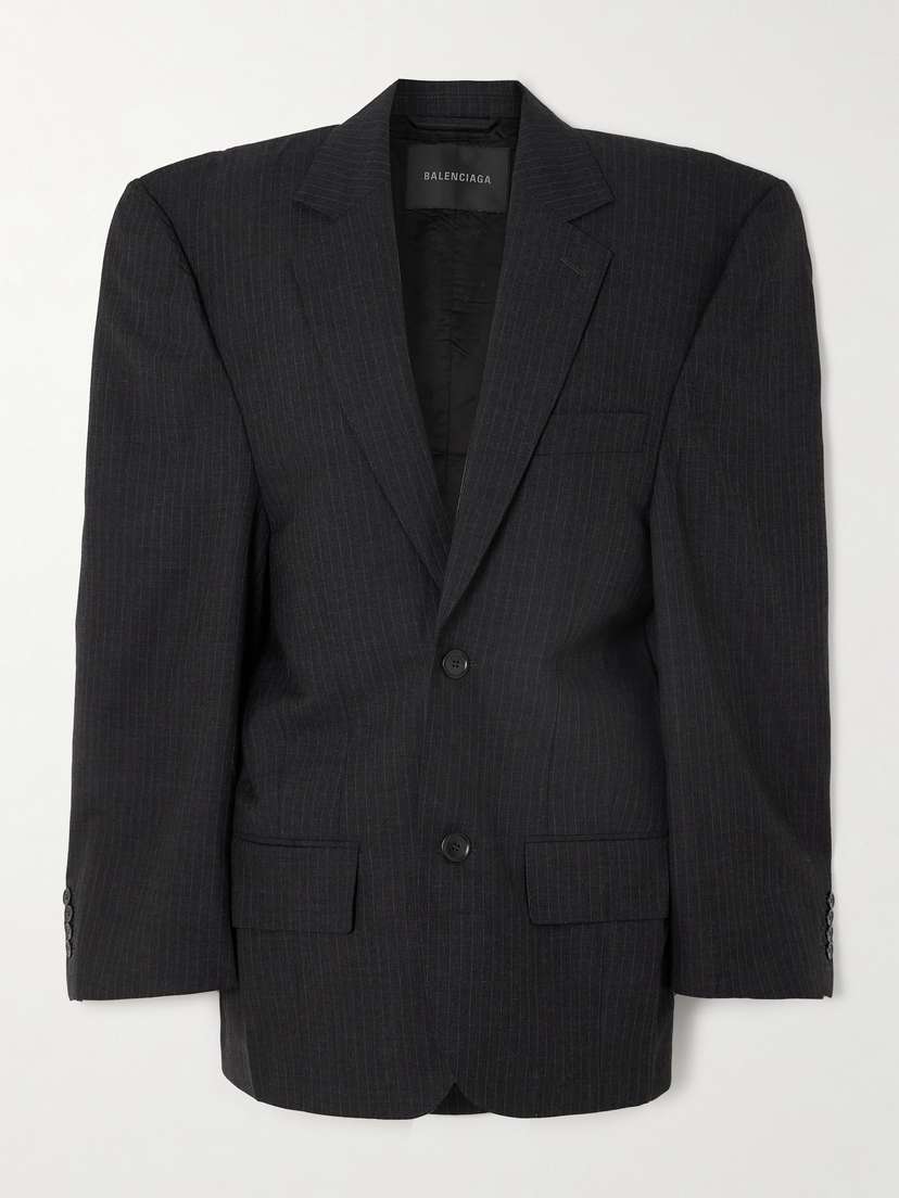 Balenciaga Oversized Pinstriped Wool Blazer