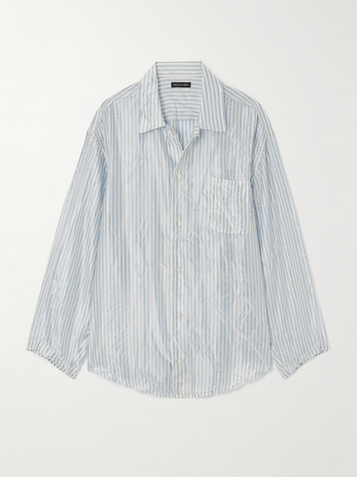 Balenciaga - Oversized Striped Crinkled-satin Shirt - White