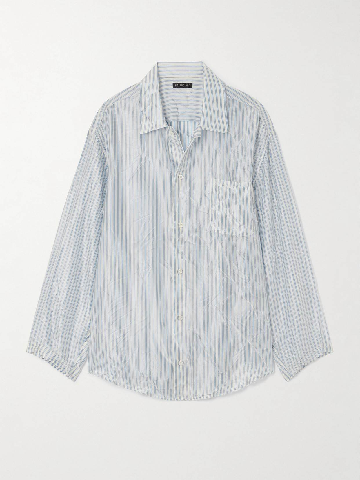 Balenciaga Oversized Striped Crinkled-satin Shirt In White