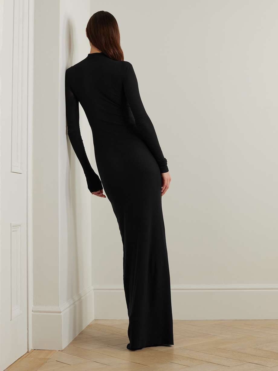 ribbed-knit turtleneck maxi dress