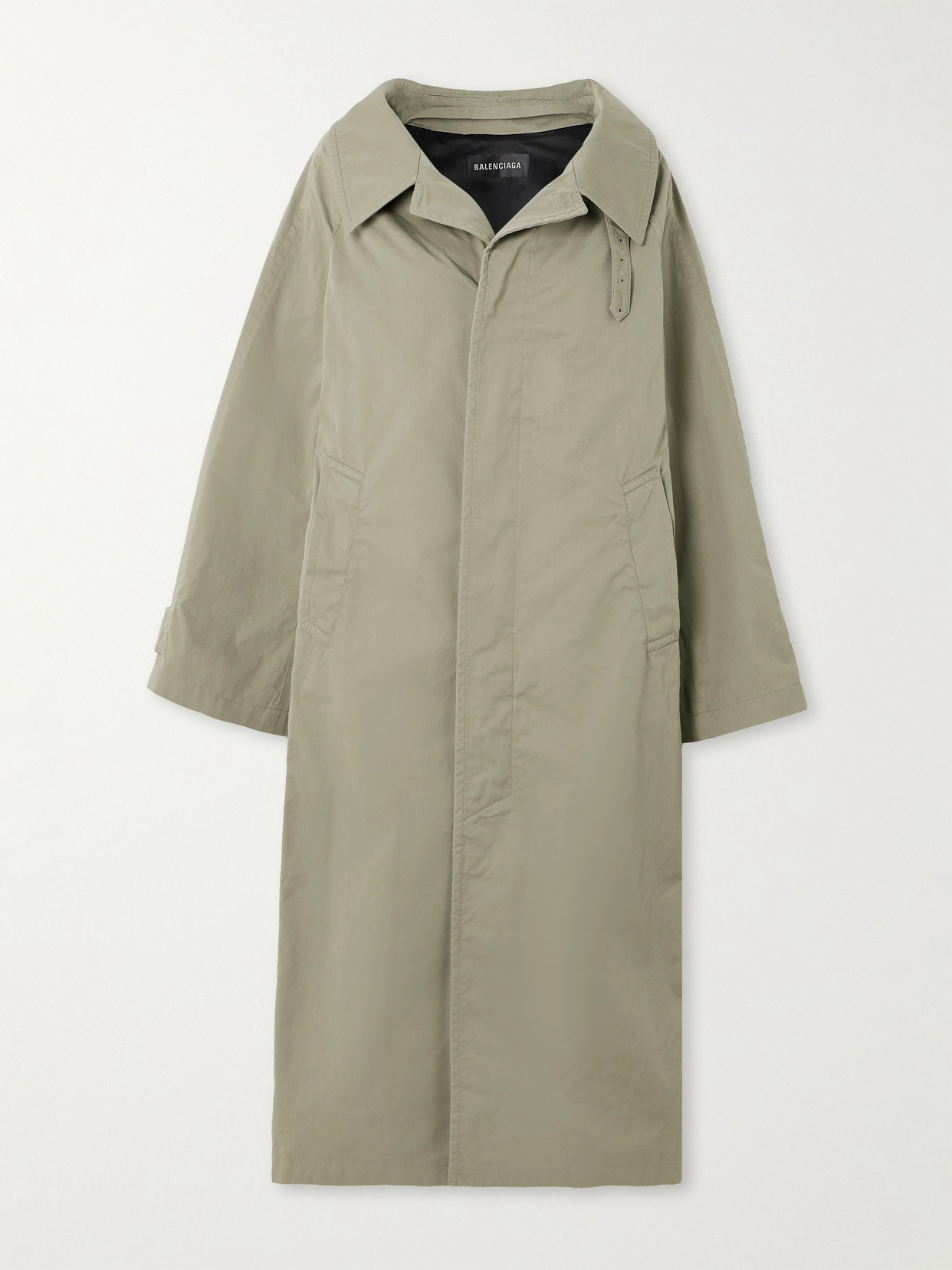 Balenciaga Off-the-shoulder Twill Coat In Neutrals