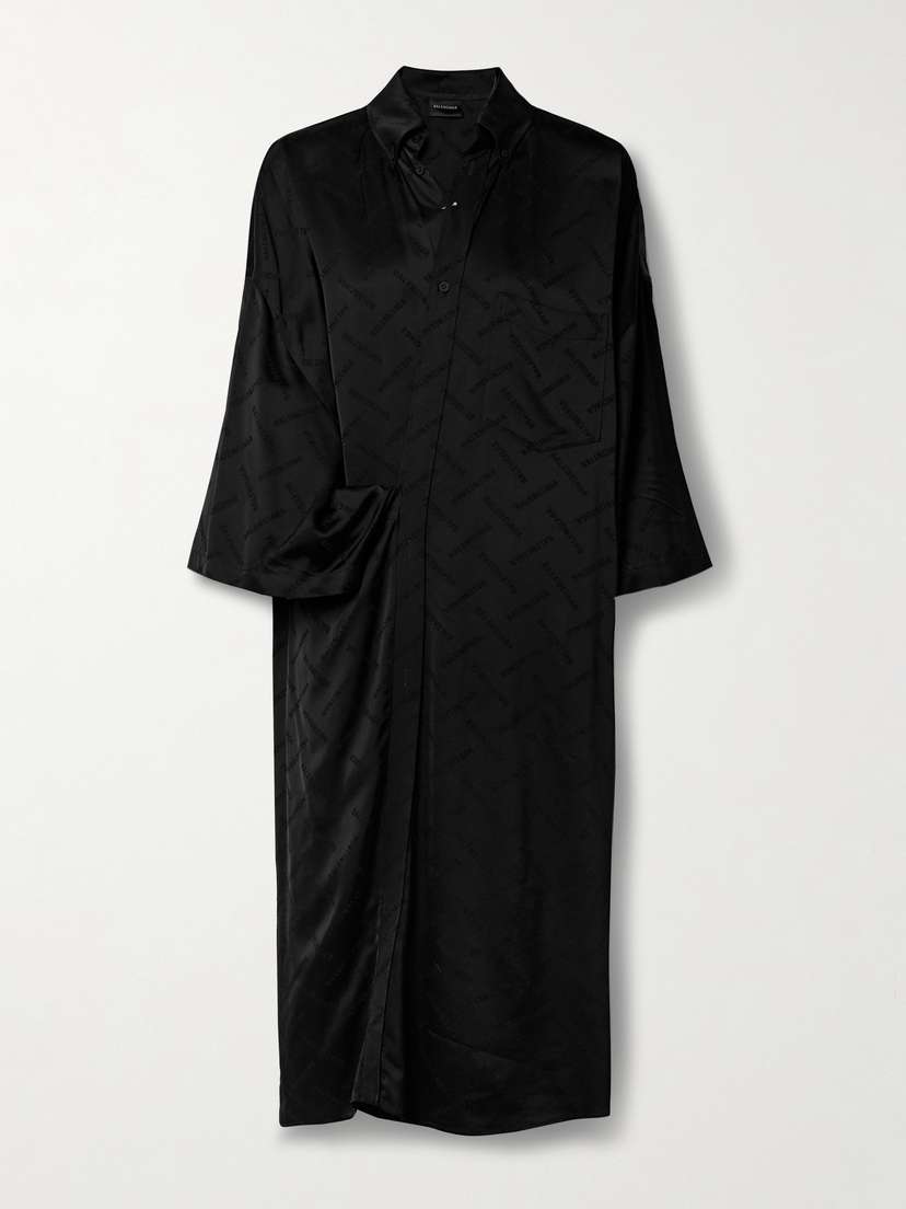 Balenciaga Wrap-effect Oversized Satin-jacquard Midi Dress