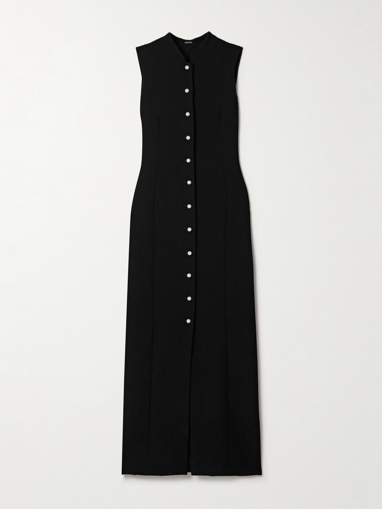 Adam Lippes - Rory Faux Pearl-embellished Wool-crepe Maxi Dress - Black
