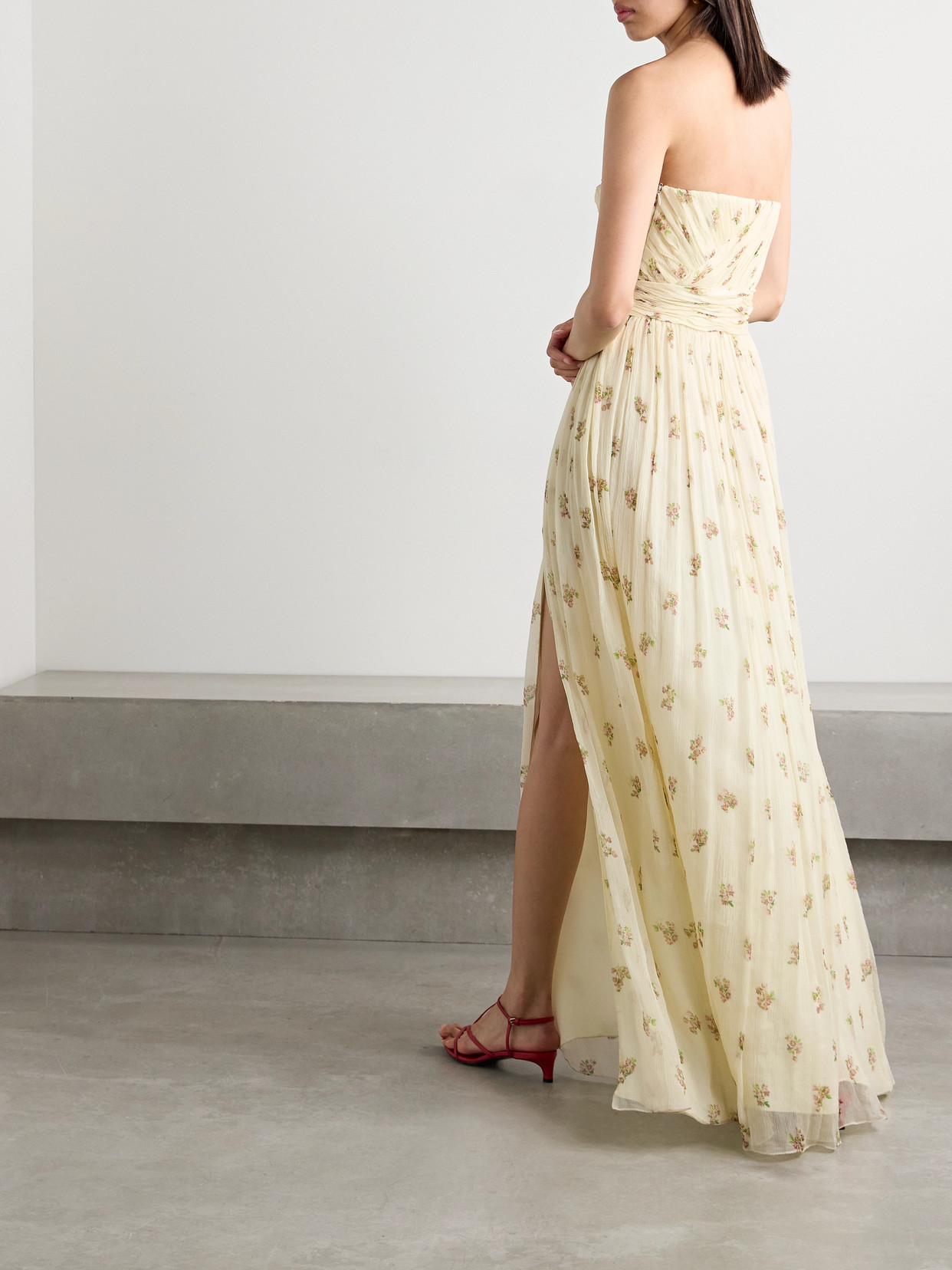 Adam Lippes Estelle Floral-printed Silk Crepon Maxi Dress In Cream