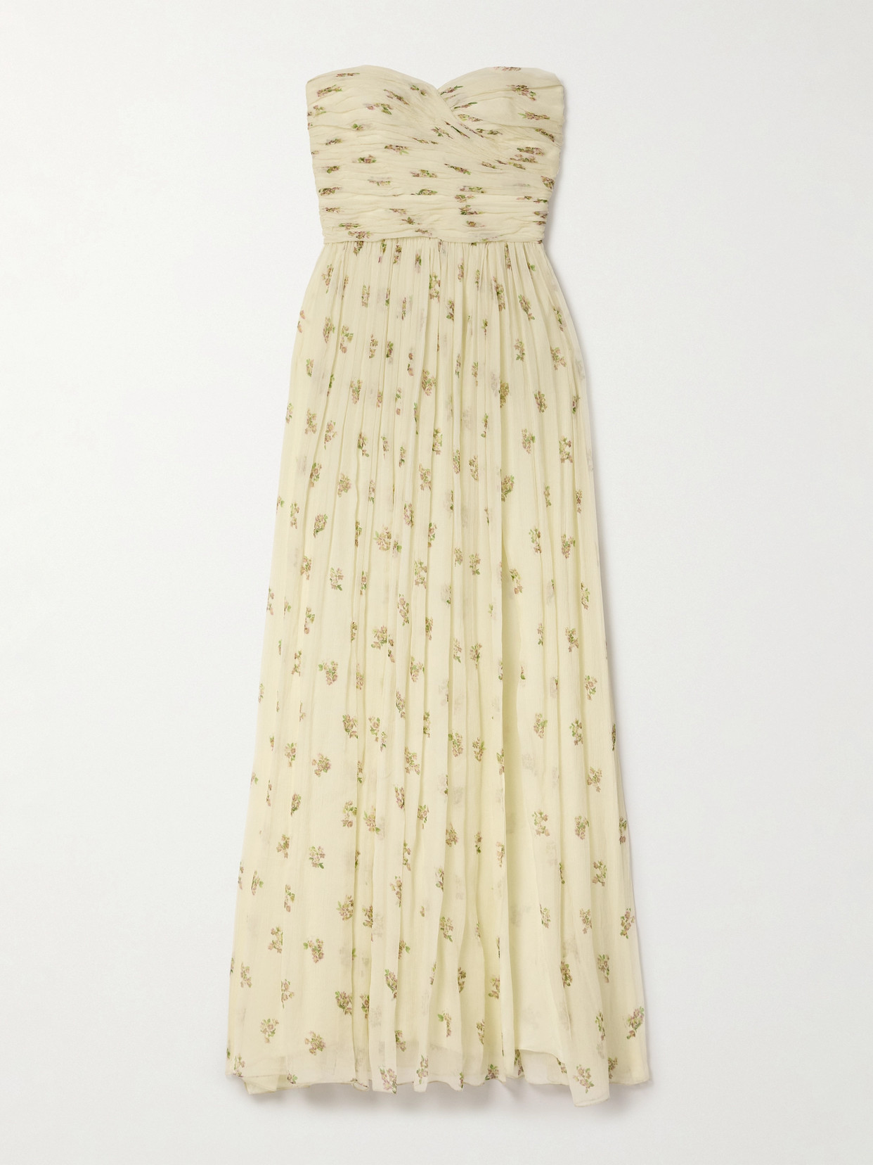 Adam Lippes - Estelle Strapless Gathered Floral-print Silk-crepon Gown - Cream