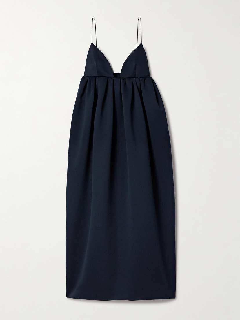 Adam Lippes Esme Pleated Duchesse-satin Maxi Dress