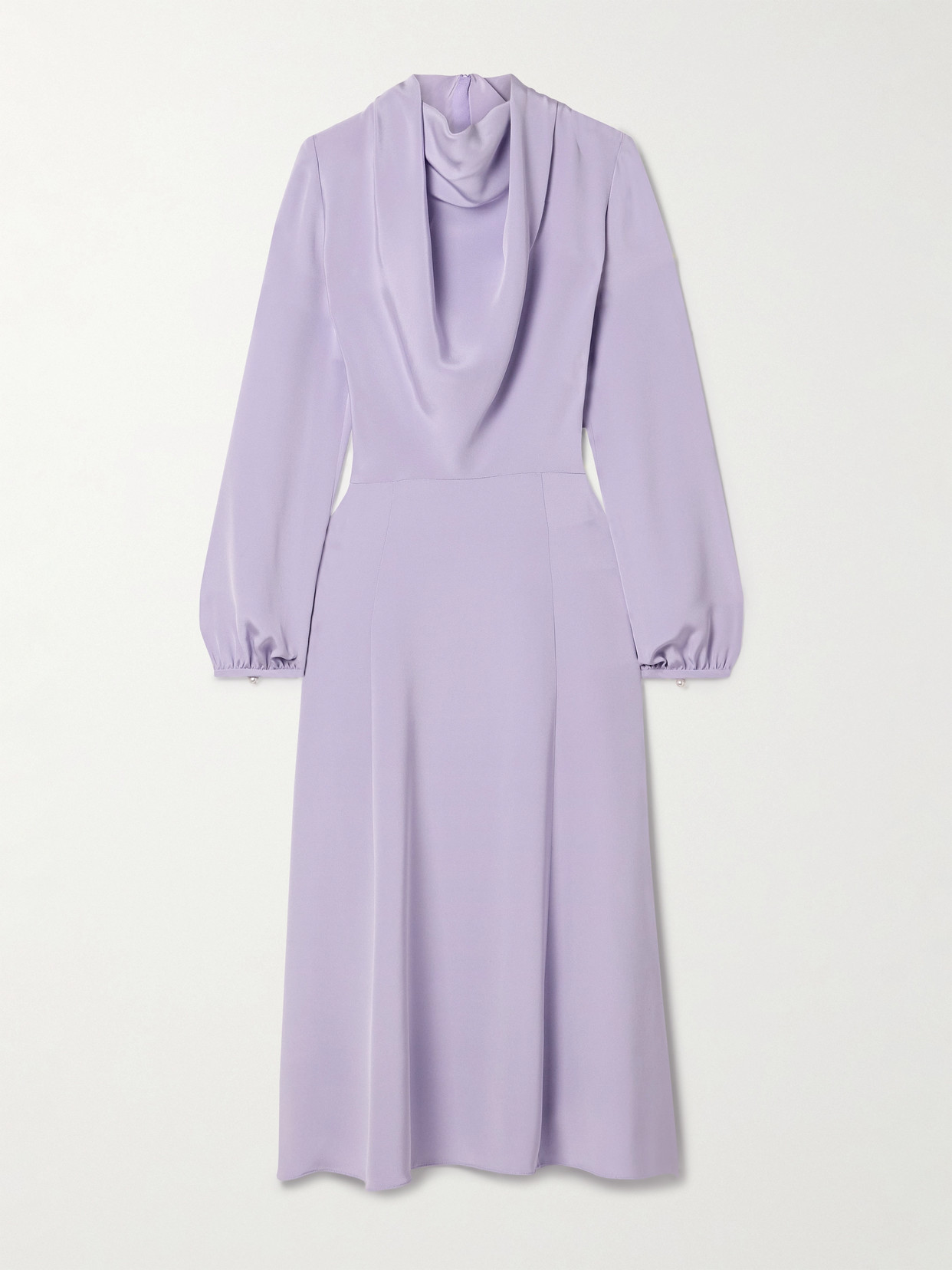 Adam Lippes Blythe Draped Silk-crepe Midi Dress In Purple