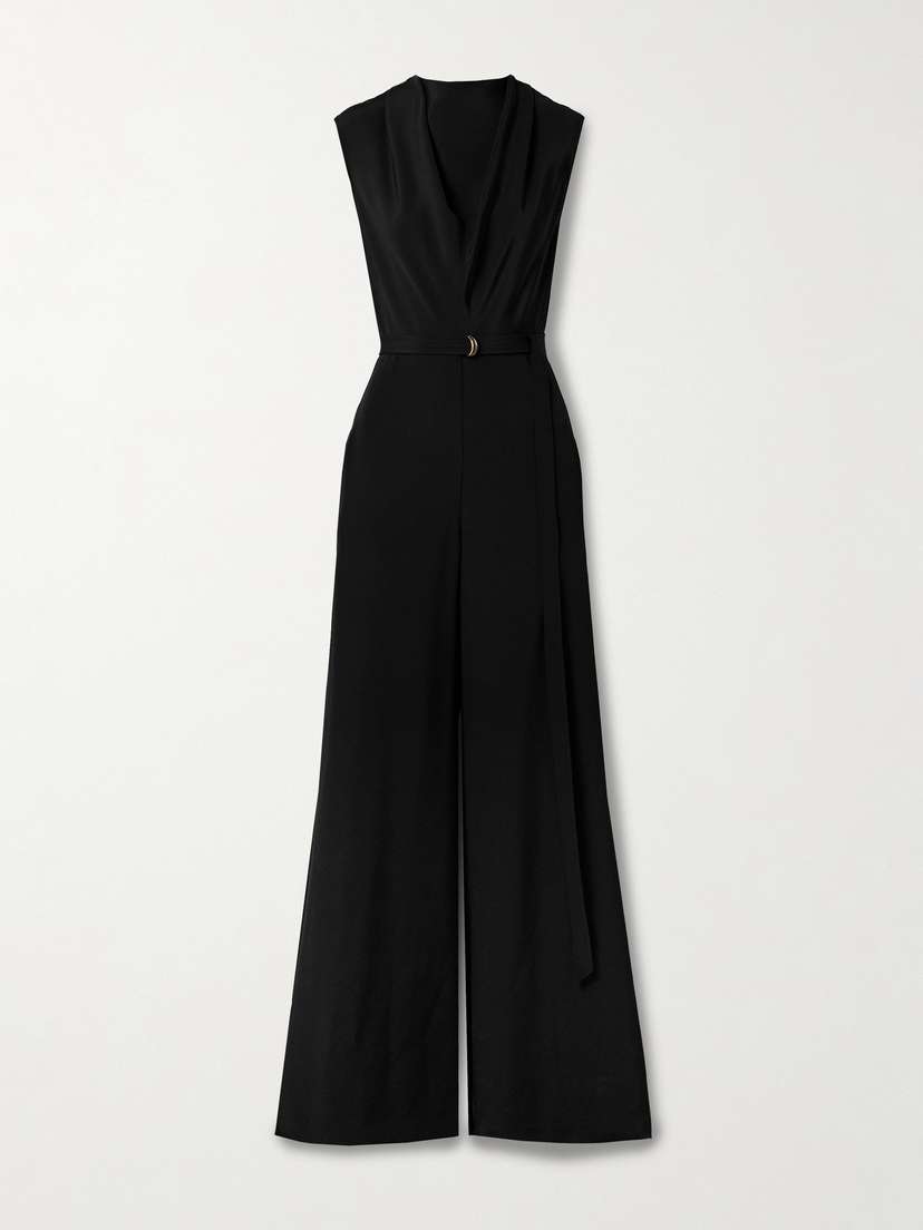 Adam Lippes Blythe Belted Draped Silk-crepe Jumpsuit