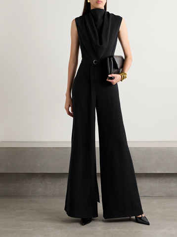 Adam Lippes Blythe belted draped silk-crepe jumpsuit
