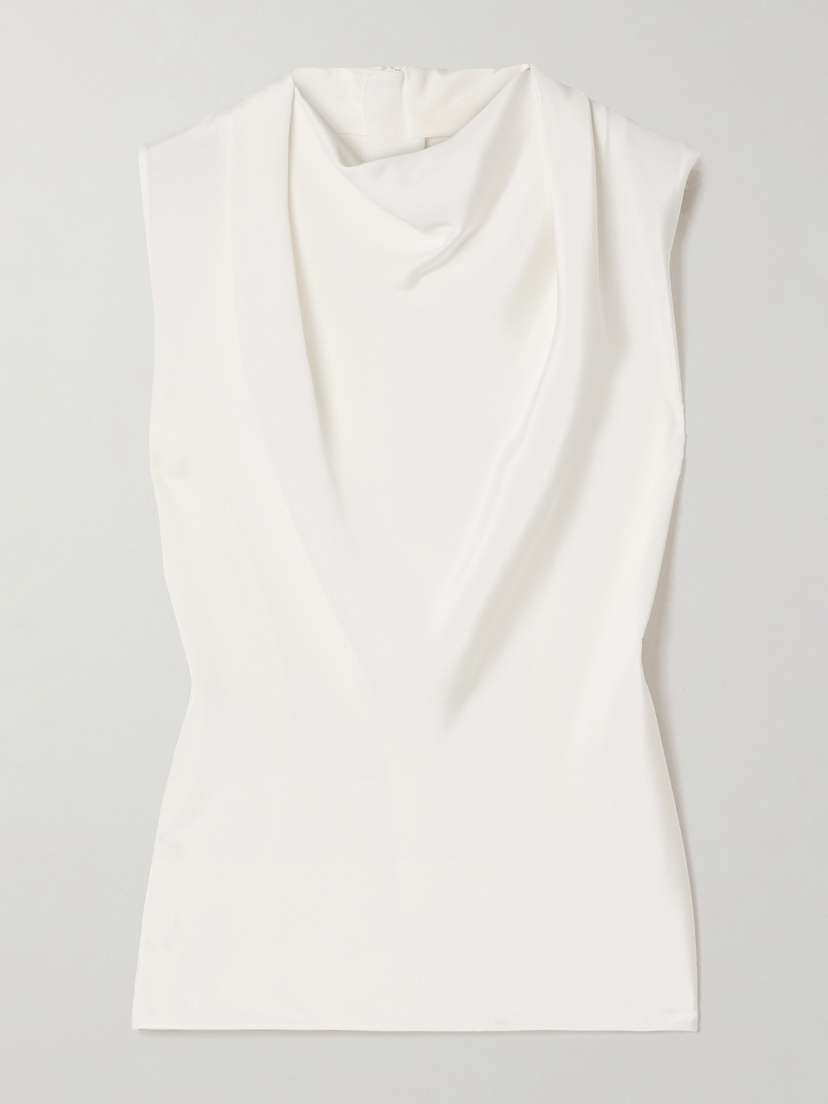 Adam Lippes Blythe Draped Silk-crepe Blouse