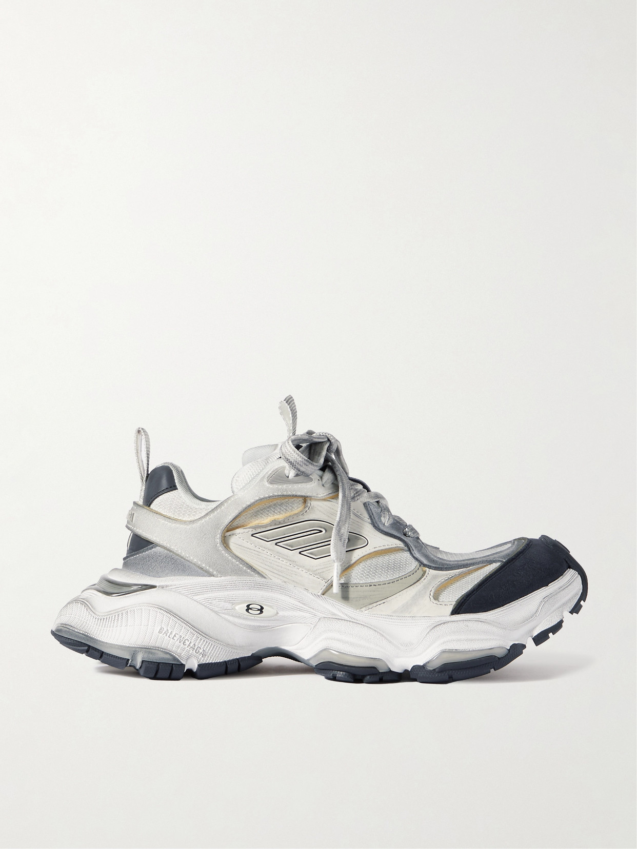 Balenciaga - Cargo Distressed Rubber-trimmed Faux Suede And Mesh Sneakers - White