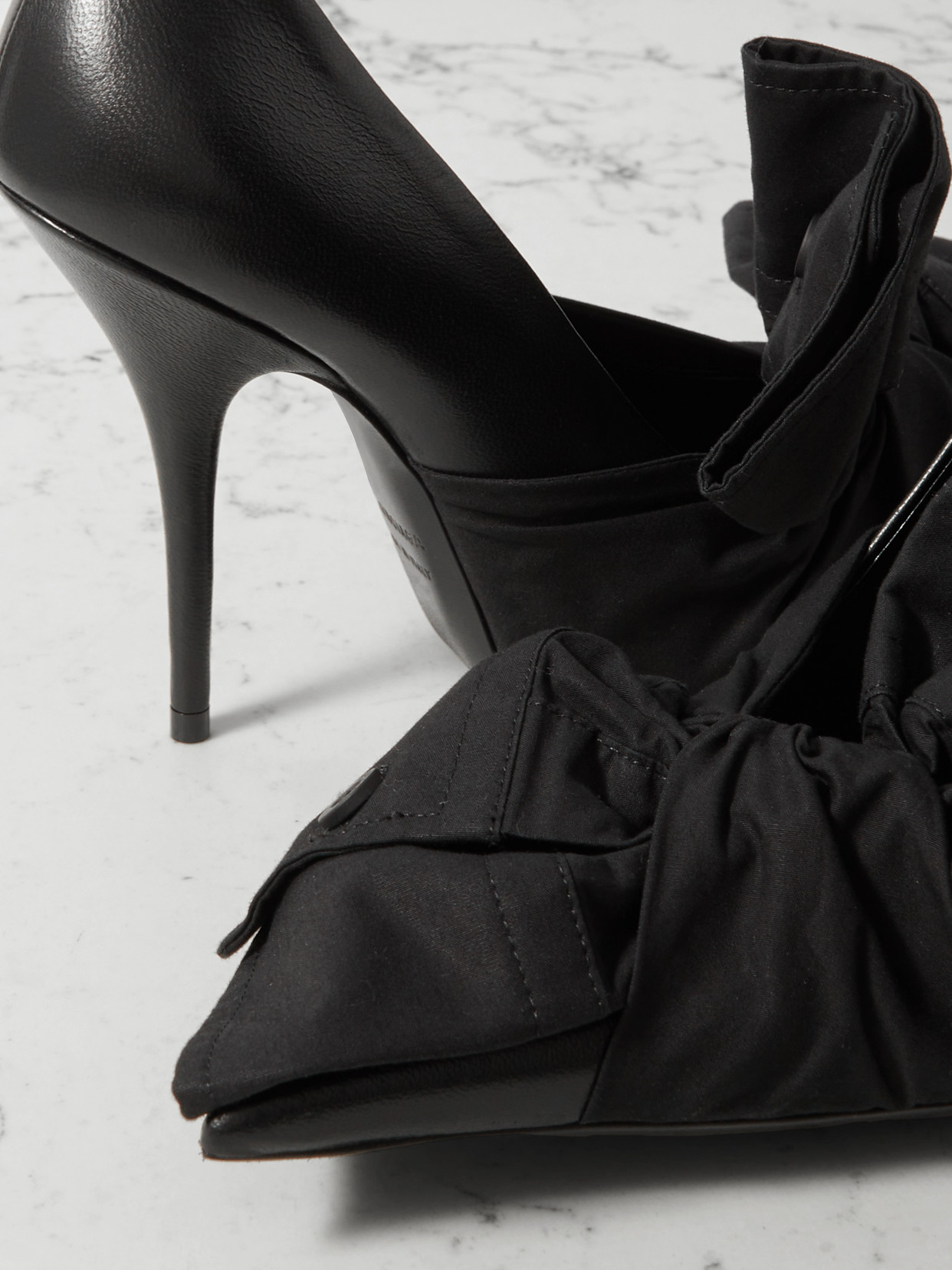 Balenciaga Poplin-trimmed Leather Pumps In Black