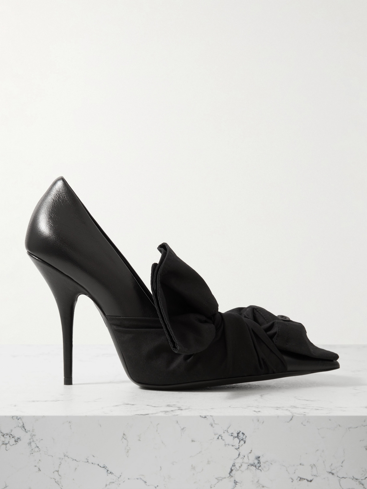 Balenciaga Poplin-trimmed Leather Pumps In Black