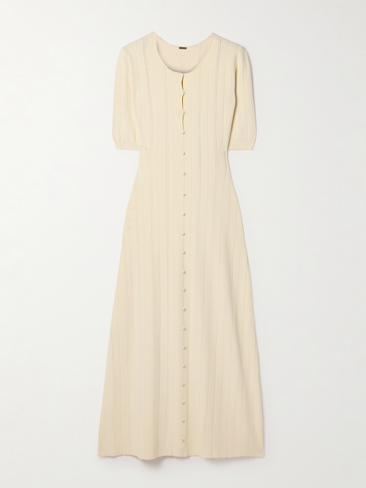 Adam Lippes - Arden Ribbed Pointelle-knit Midi Dress - Ivory