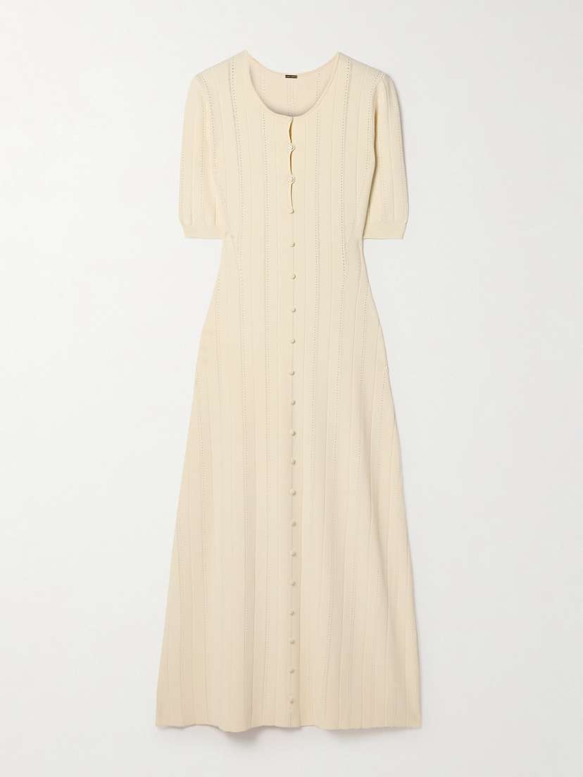 Adam Lippes Arden Ribbed Pointelle-knit Midi Dress