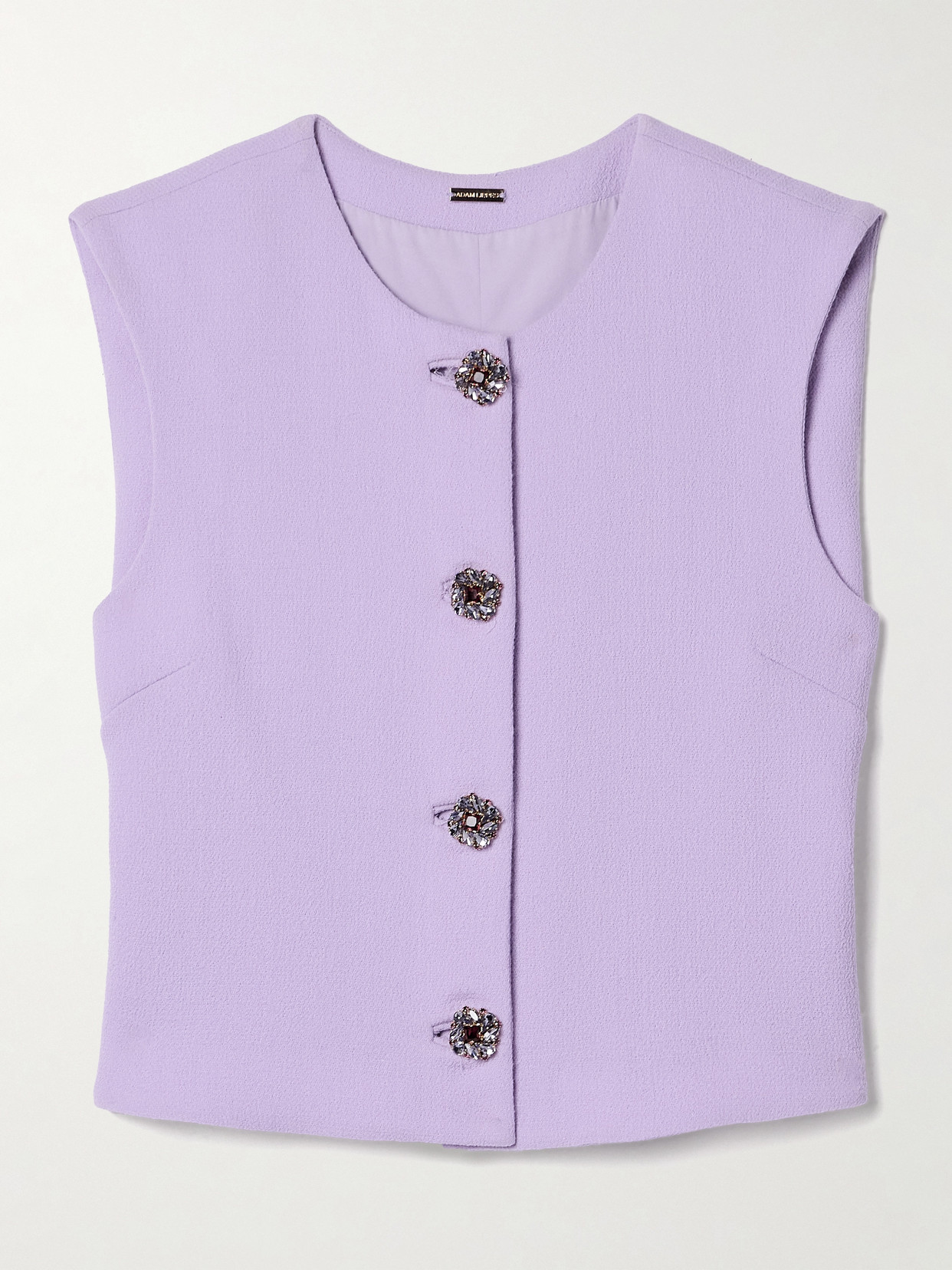 Adam Lippes - Remo Cropped Swarovski Crystal-embellished Wool-crepe Vest - Purple
