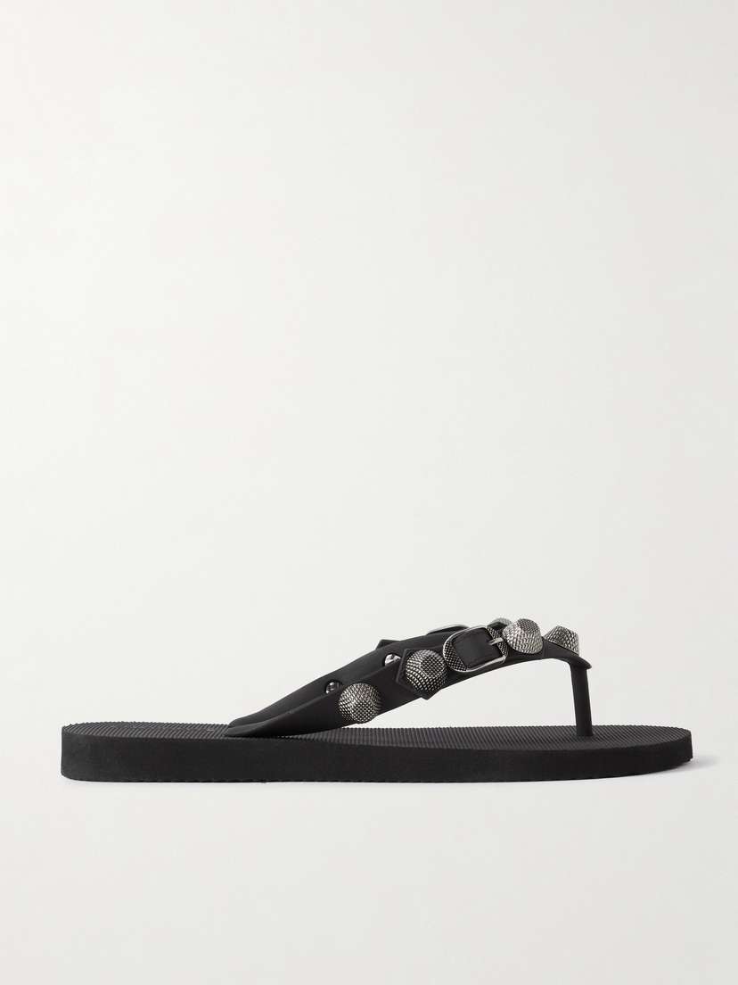 Balenciaga Cagole Embellished Rubber Flip Flops
