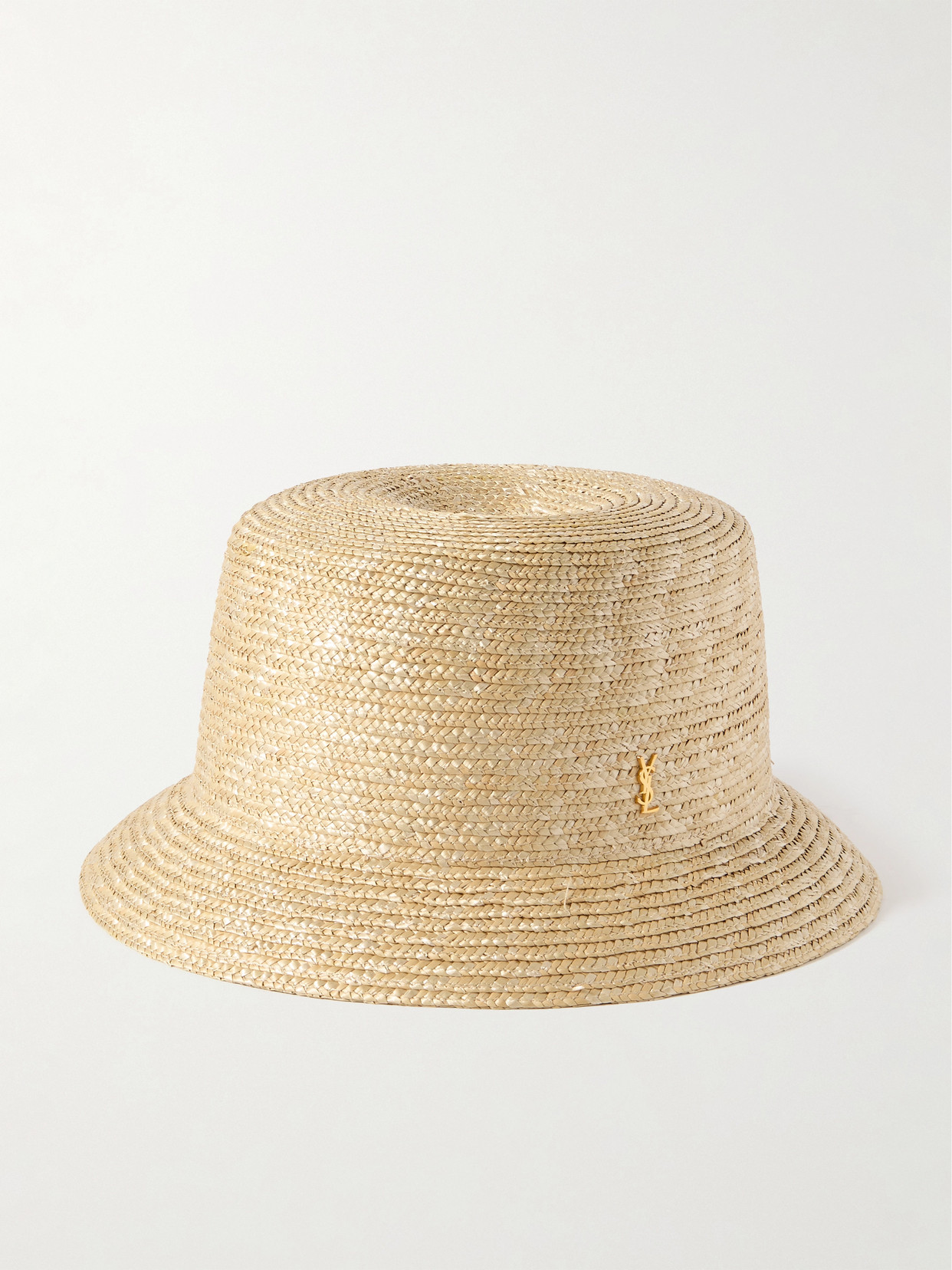 SAINT LAURENT - Maglina Embellished Straw Bucket Hat - Neutrals