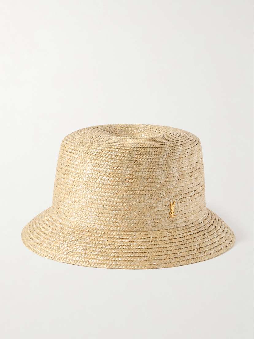 Saint Laurent Maglina Embellished Straw Bucket Hat