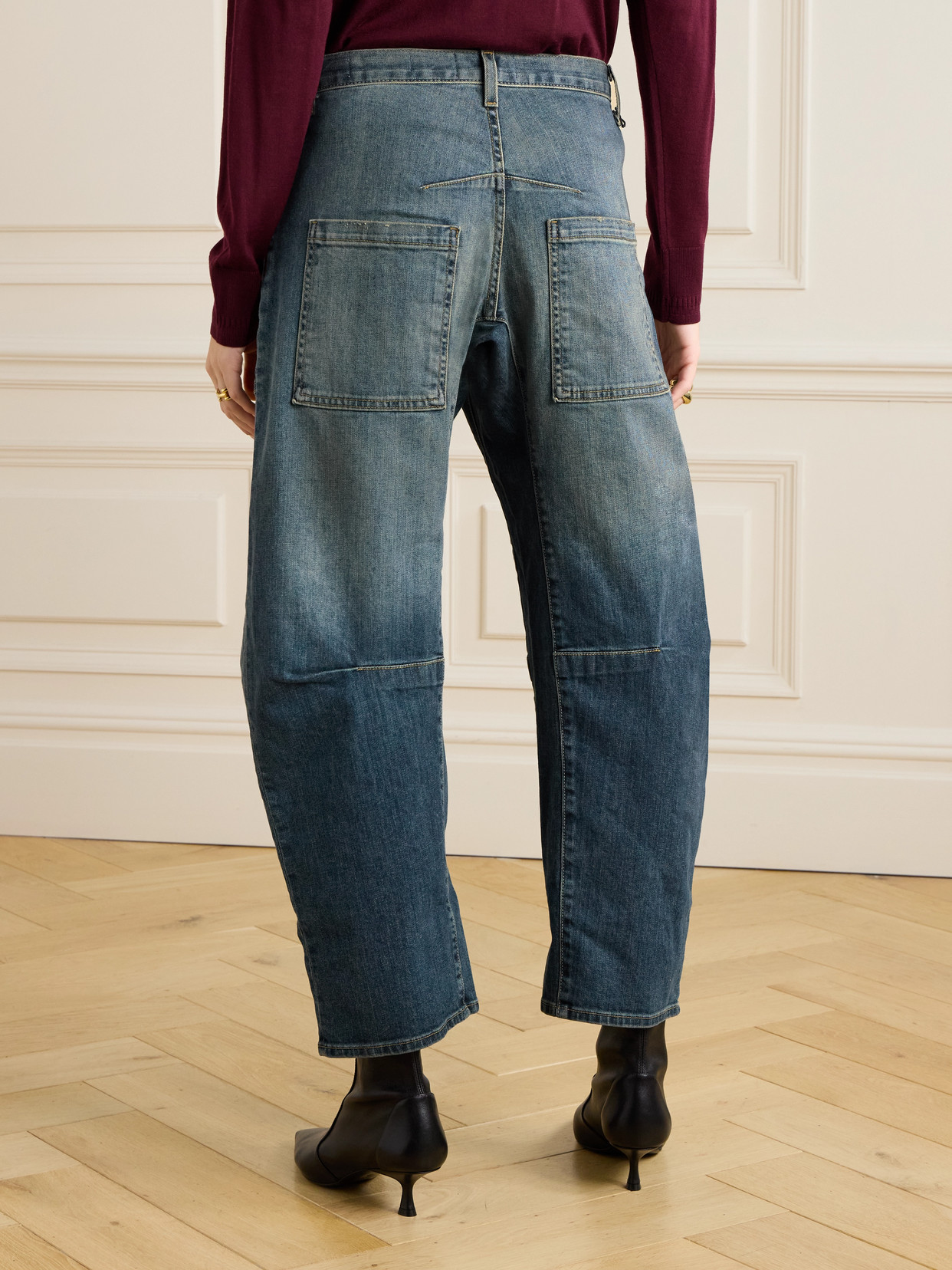 Nili Lotan Welder High Waist Wide Leg Jeans In Blue