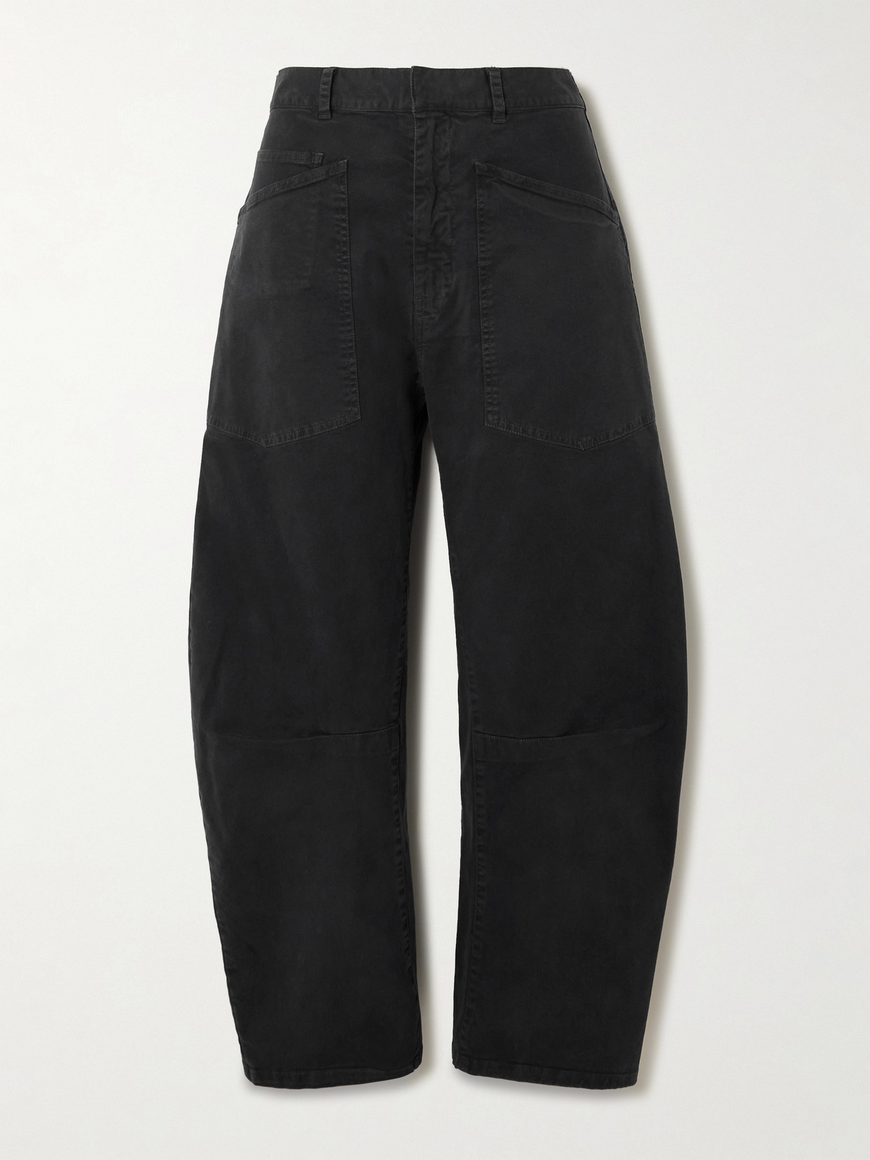 Nili Lotan Shon Cotton-blend Twill Barrel-leg Pants In Black