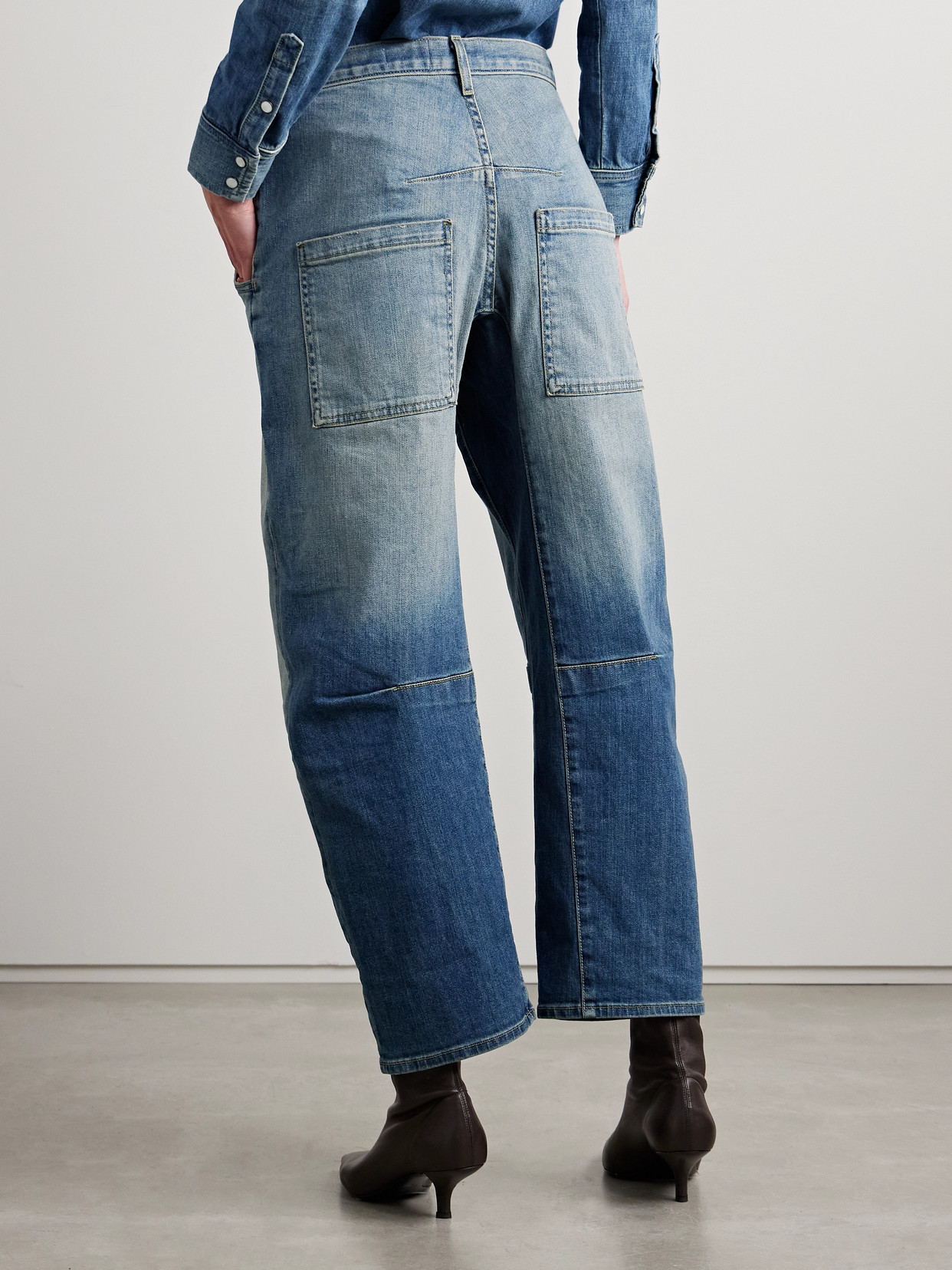 Shop Nili Lotan Emerson Mid-rise Barrel-leg Jeans In Blue