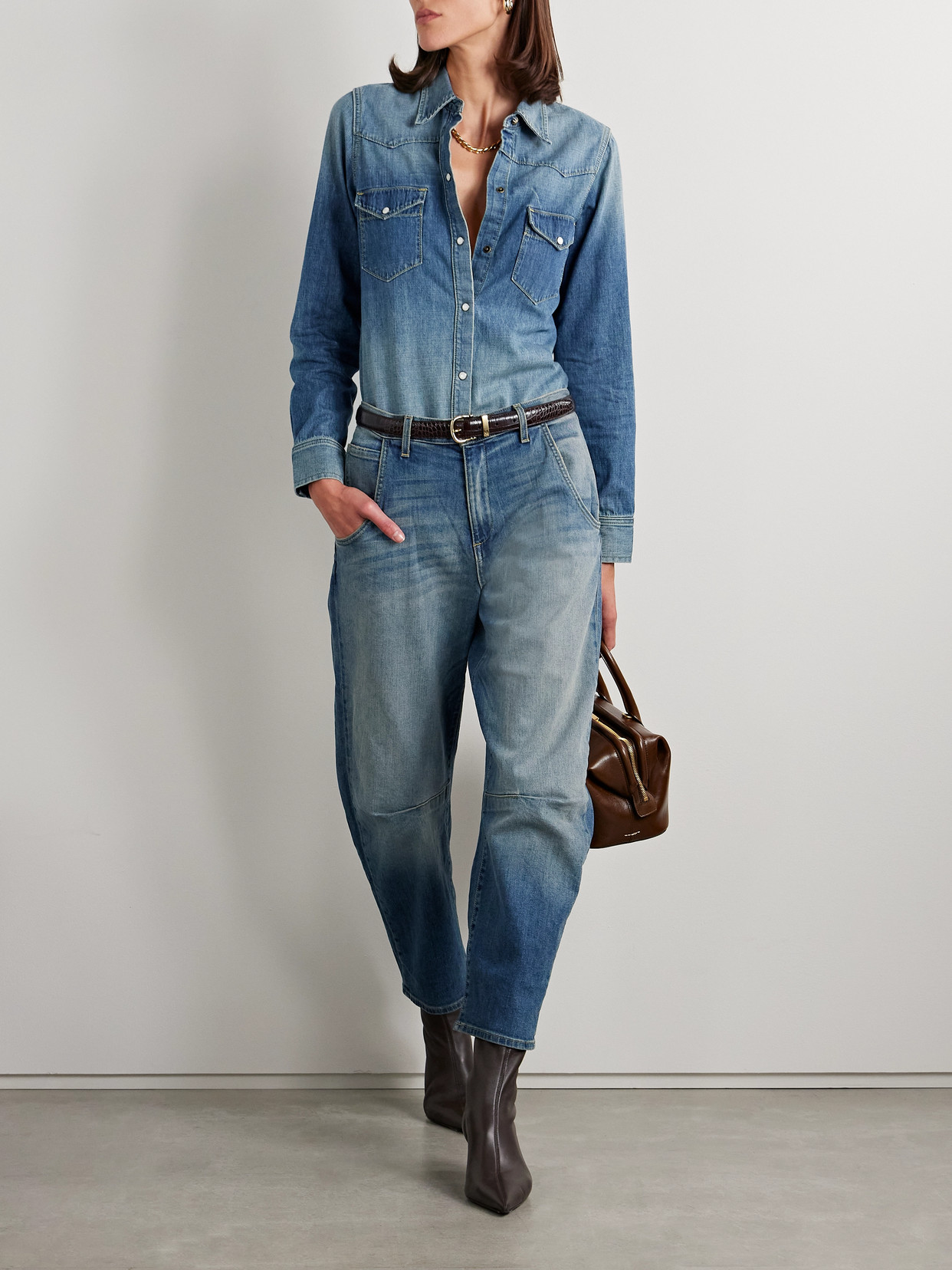 Shop Nili Lotan Emerson Mid-rise Barrel-leg Jeans In Blue