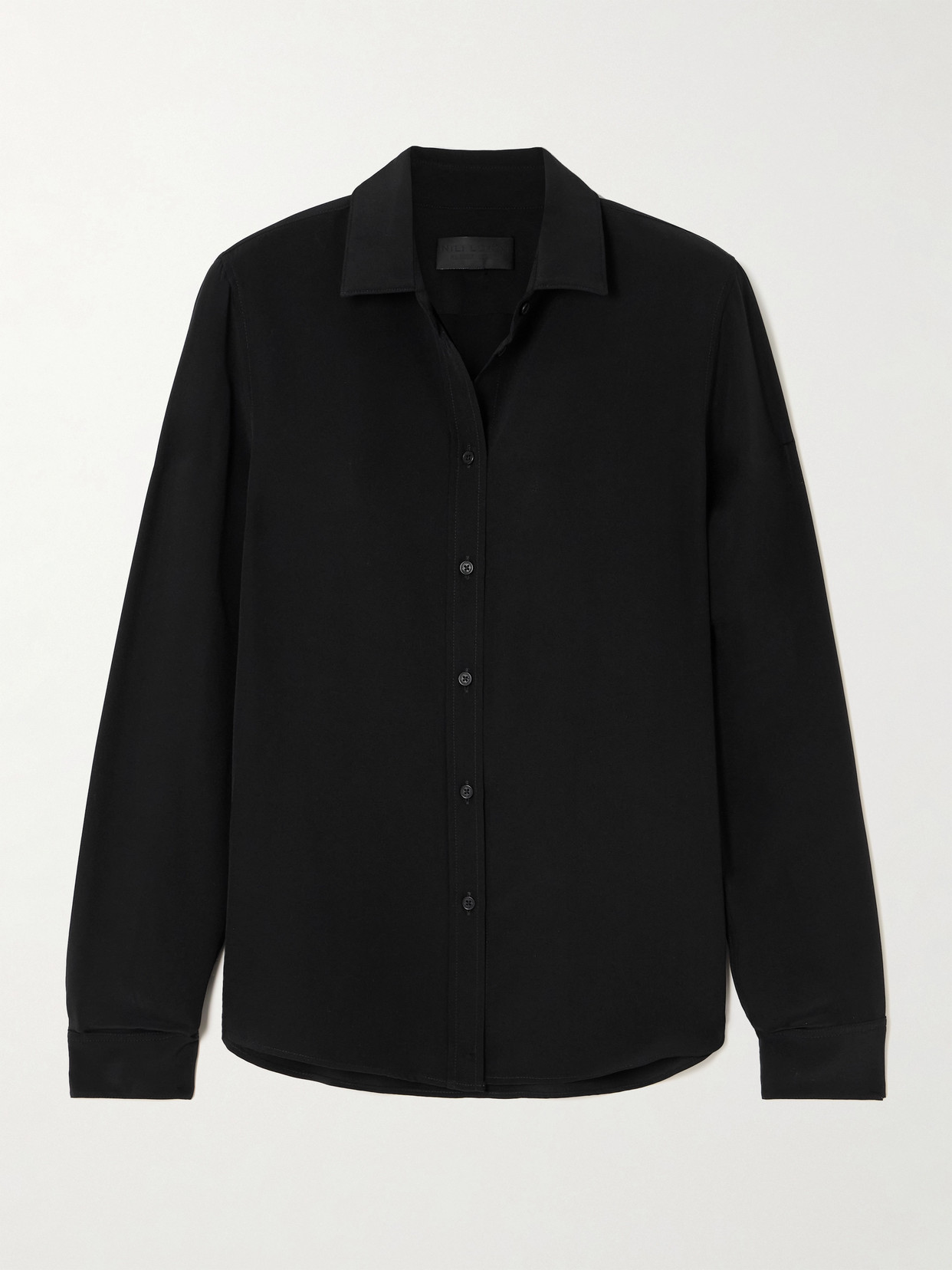 Nili Lotan Gaia Silk Crepe De Chine Shirt In Black