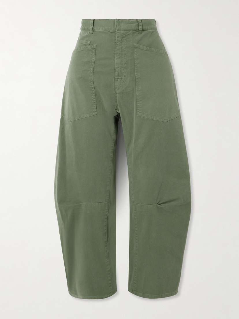 Nili Lotan Shon Cotton-blend Twill Barrel-leg Pants