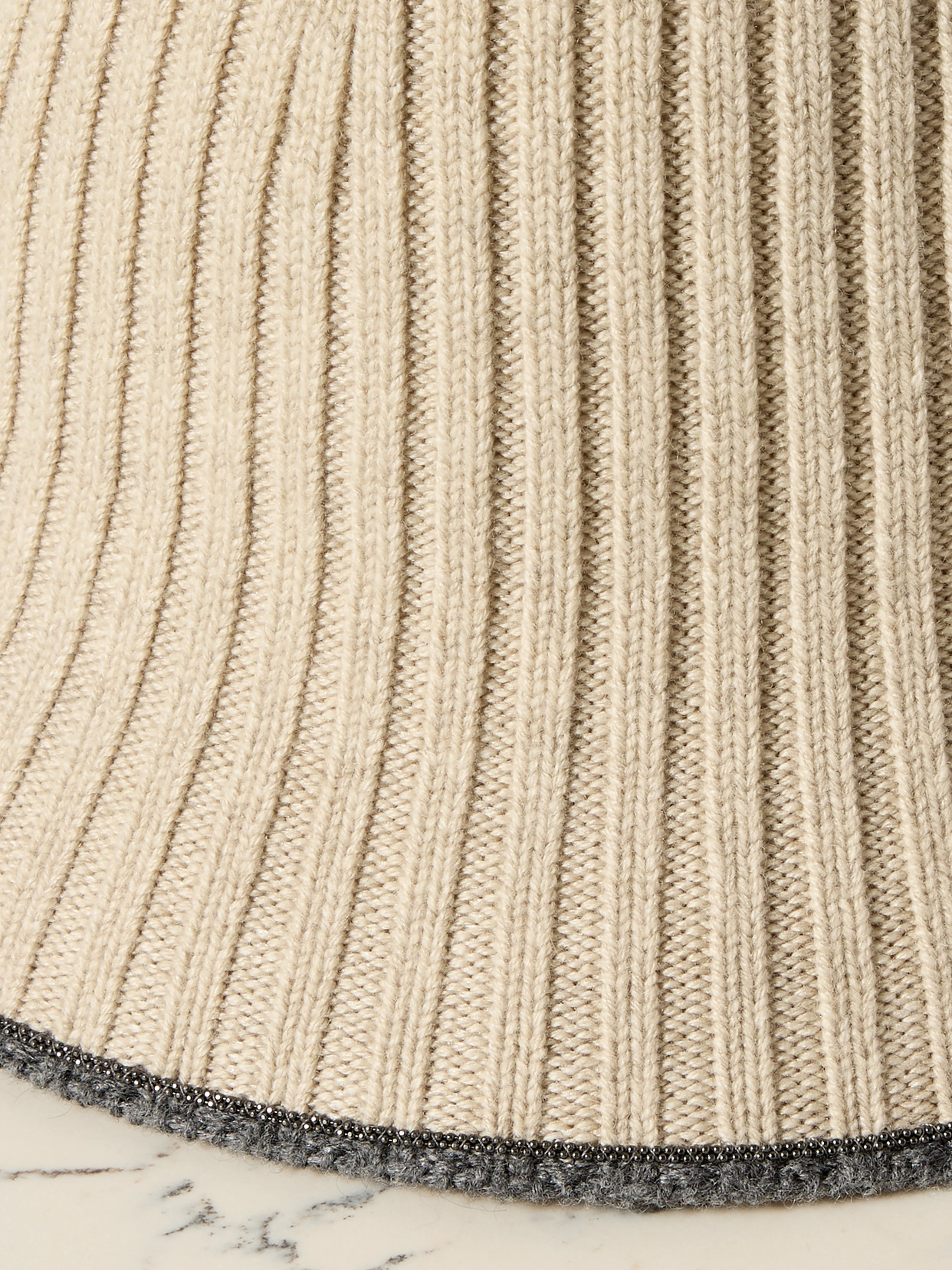 Brunello Cucinelli Embellished Ribbed-knit Bucket Hat In Neutrals
